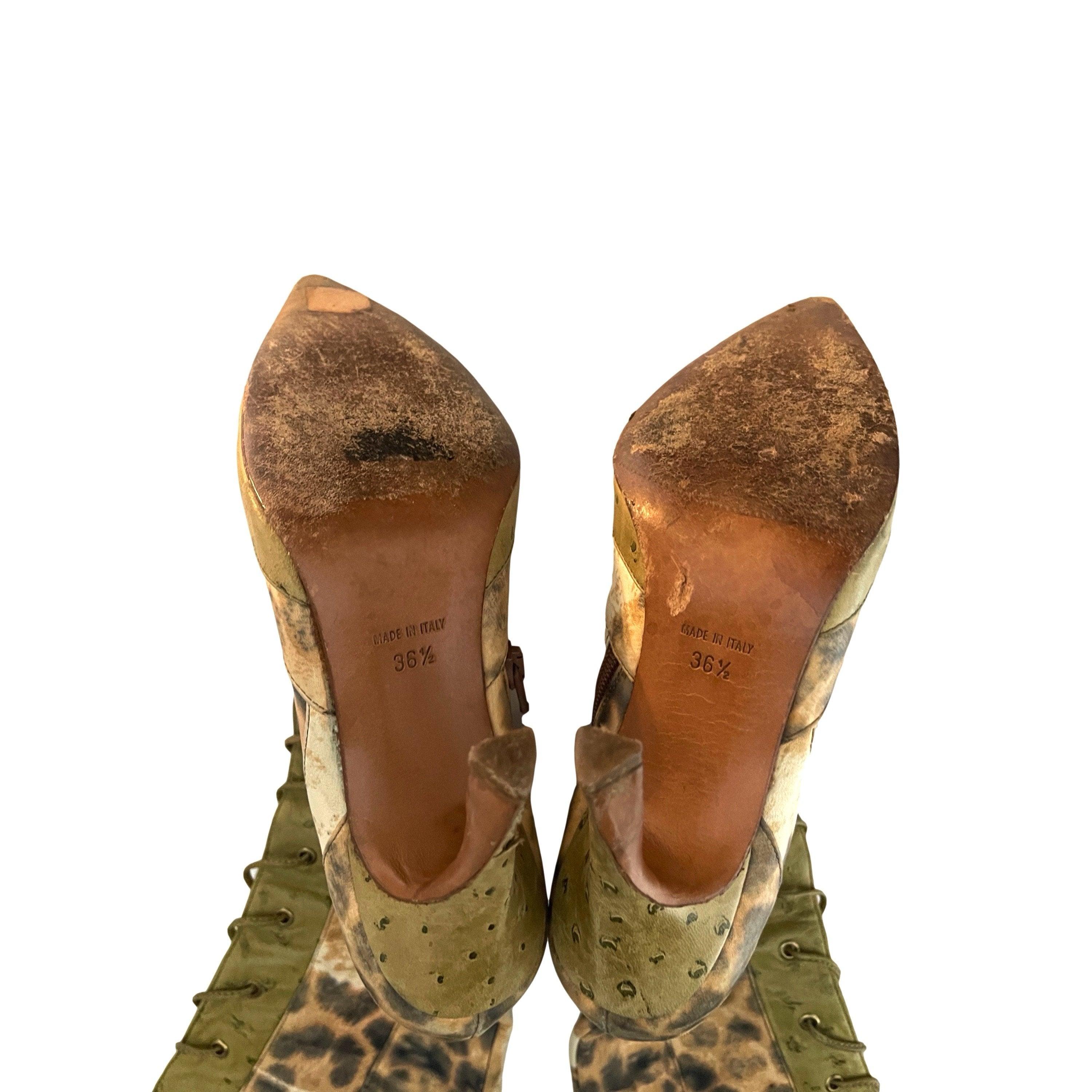 Dior Cheetah Lace Up Boots - Image 4