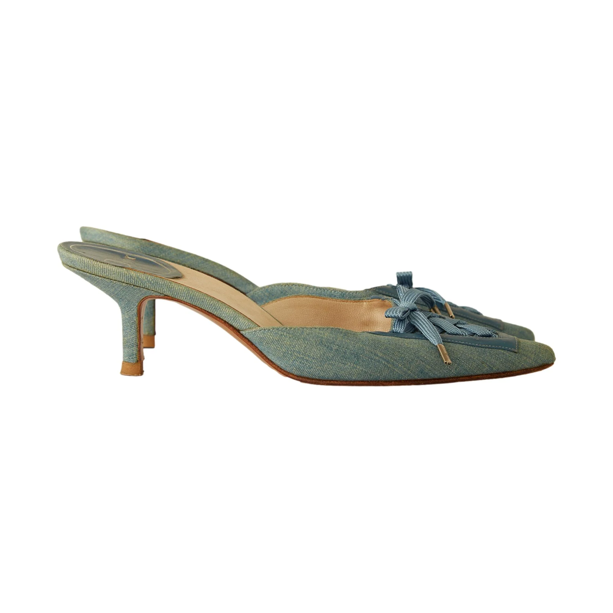 Dior Denim Corset Kitten Heels