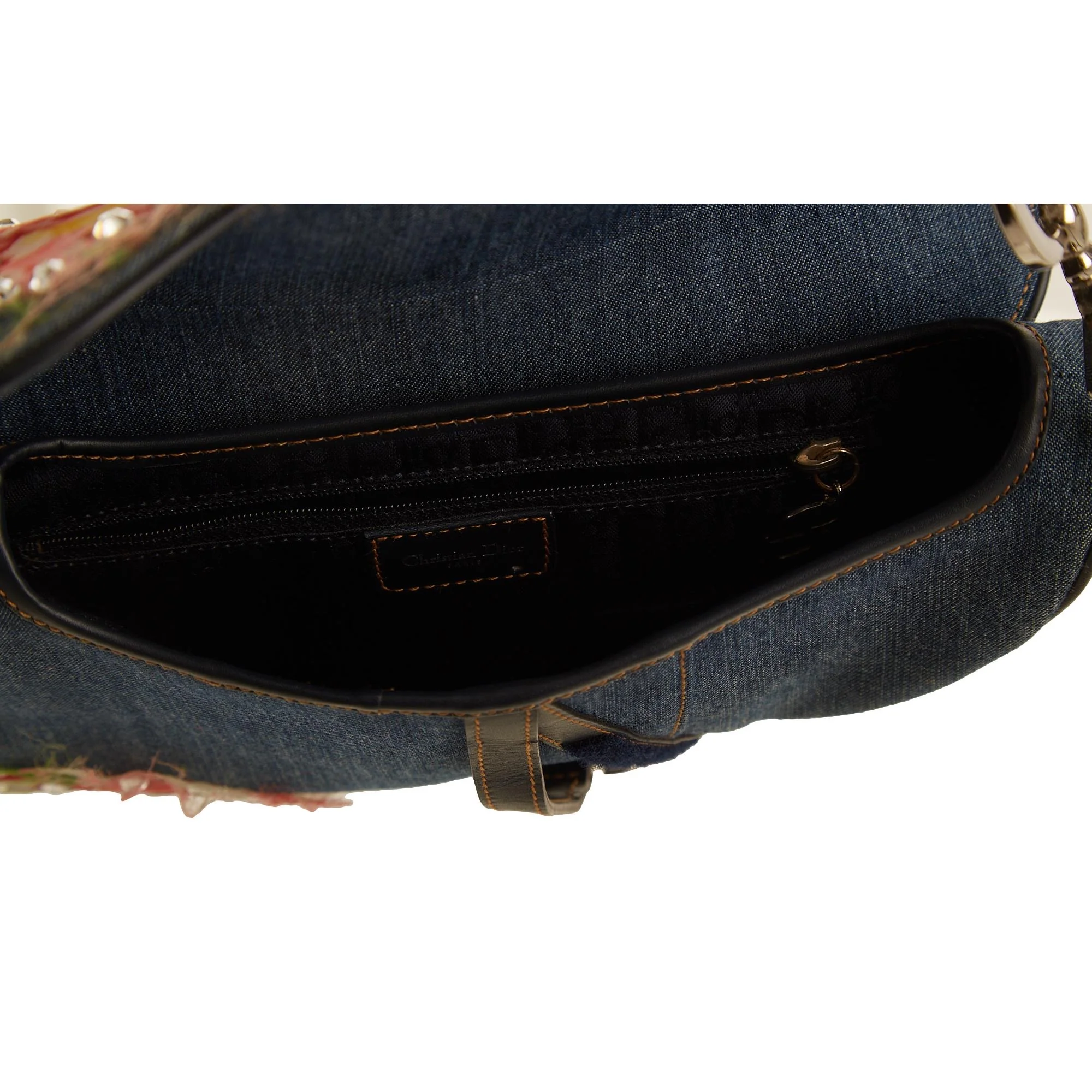 Dior Denim Floral Saddle Bag - Image 4