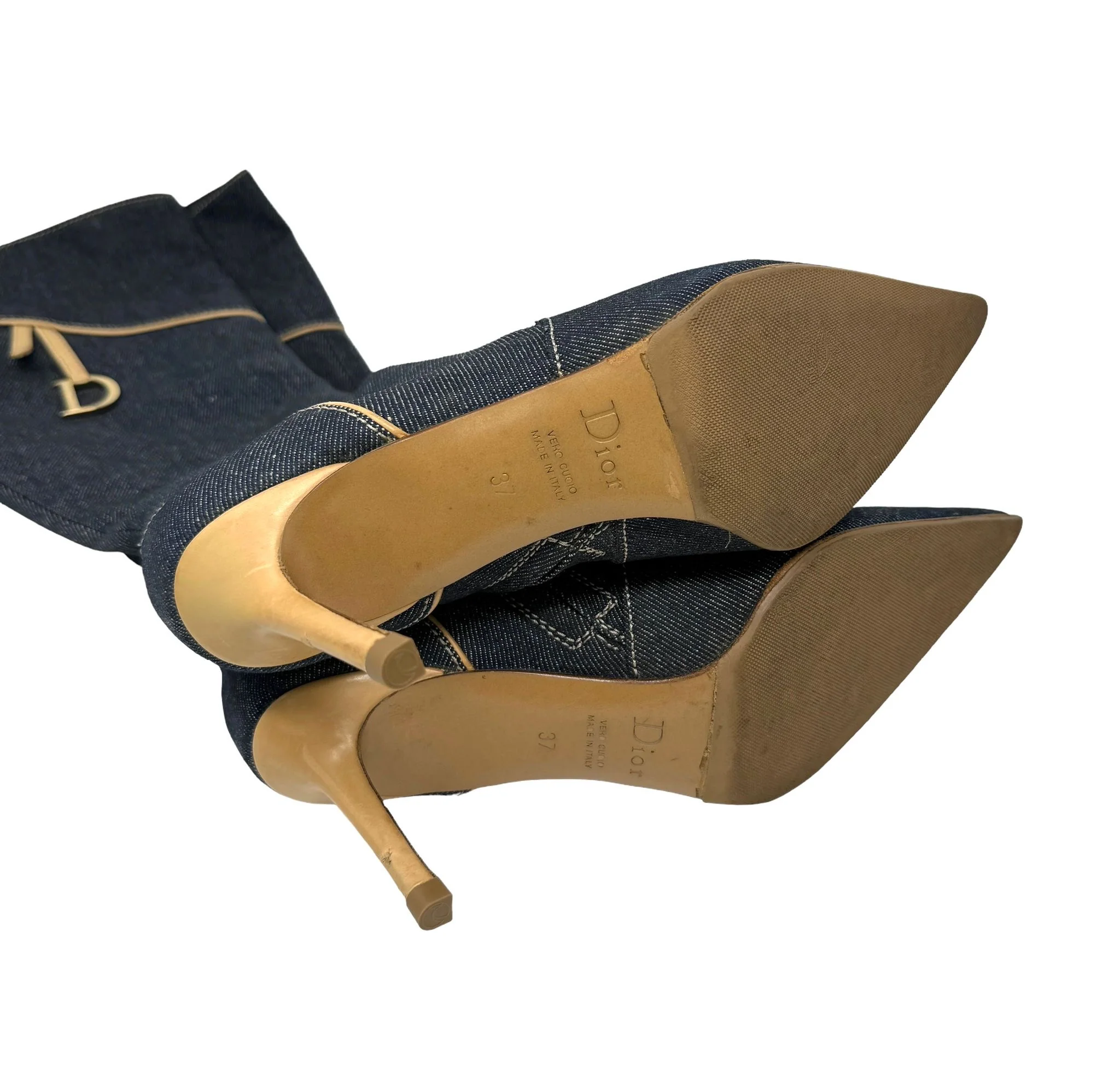 Dior Denim Logo Boots - Image 4