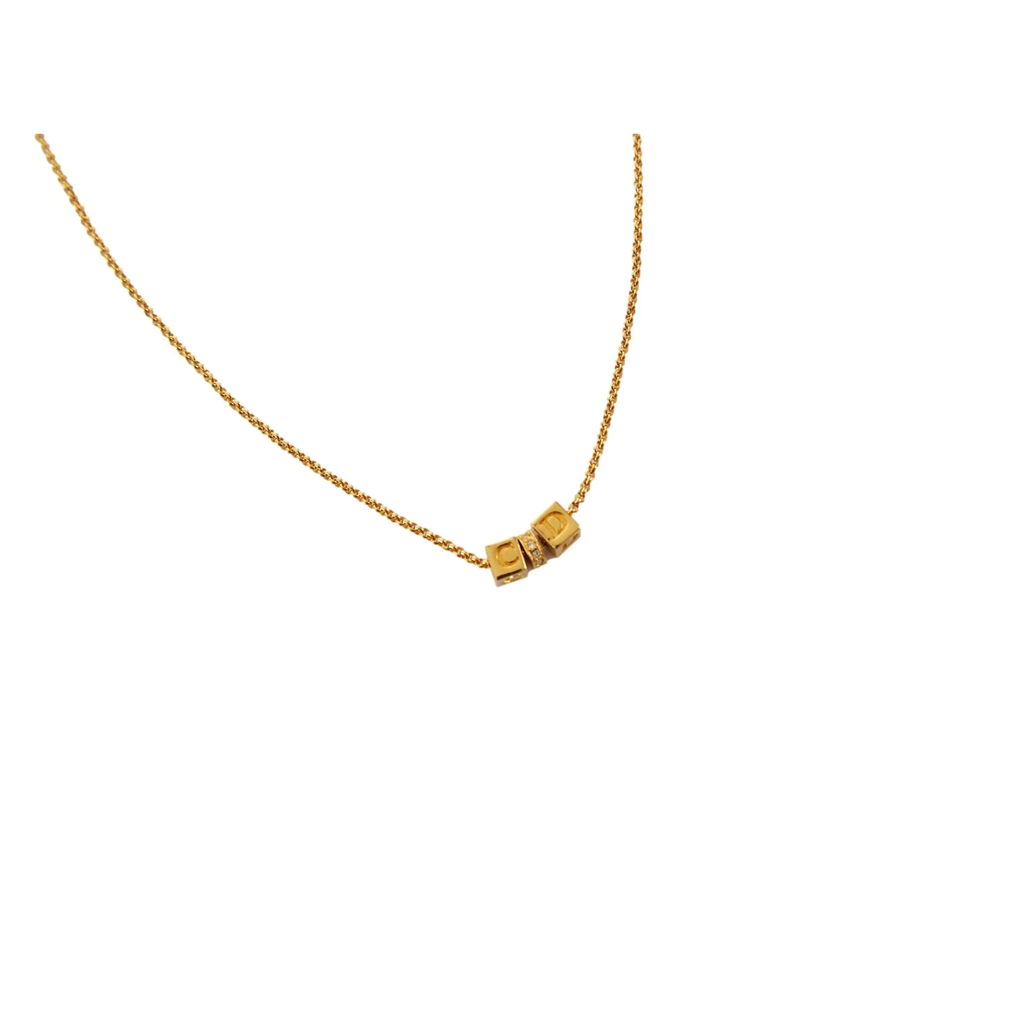 Dior Gold 'CD' Dice Necklace - Image 2