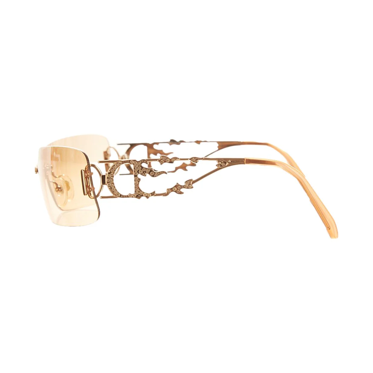 Dior Gold 'Fire' Rhinestone Sunglasses - Image 3