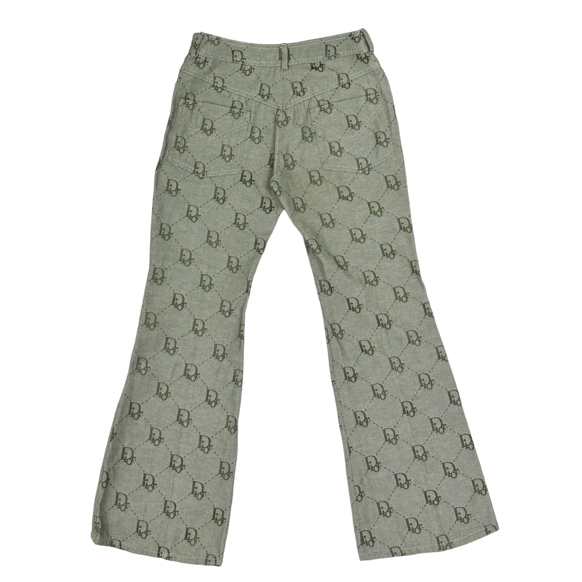 Dior Green Logo Flare Pants - Image 2