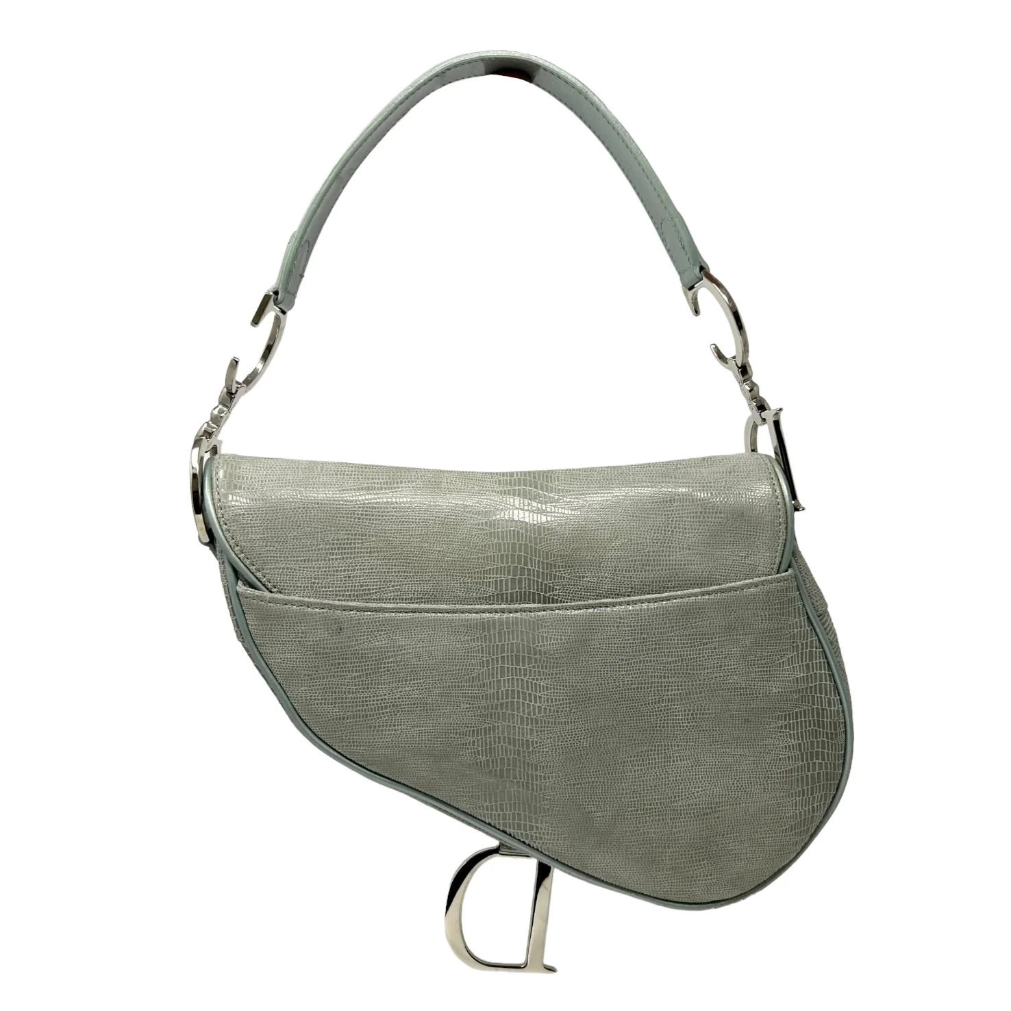Dior Baby Blue Lizard Saddle Bag - Image 2