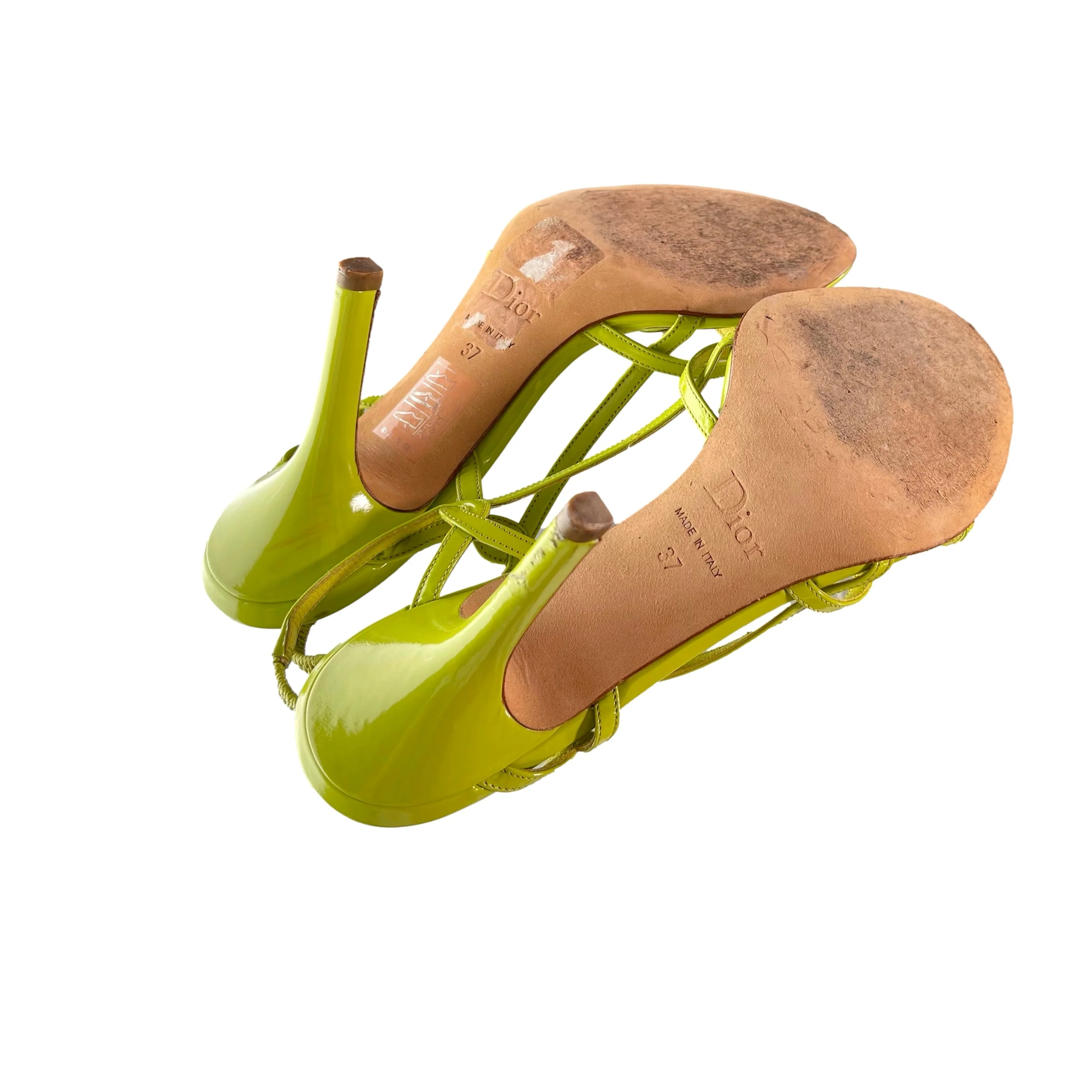 Dior Lime Green Logo Heels - Image 3