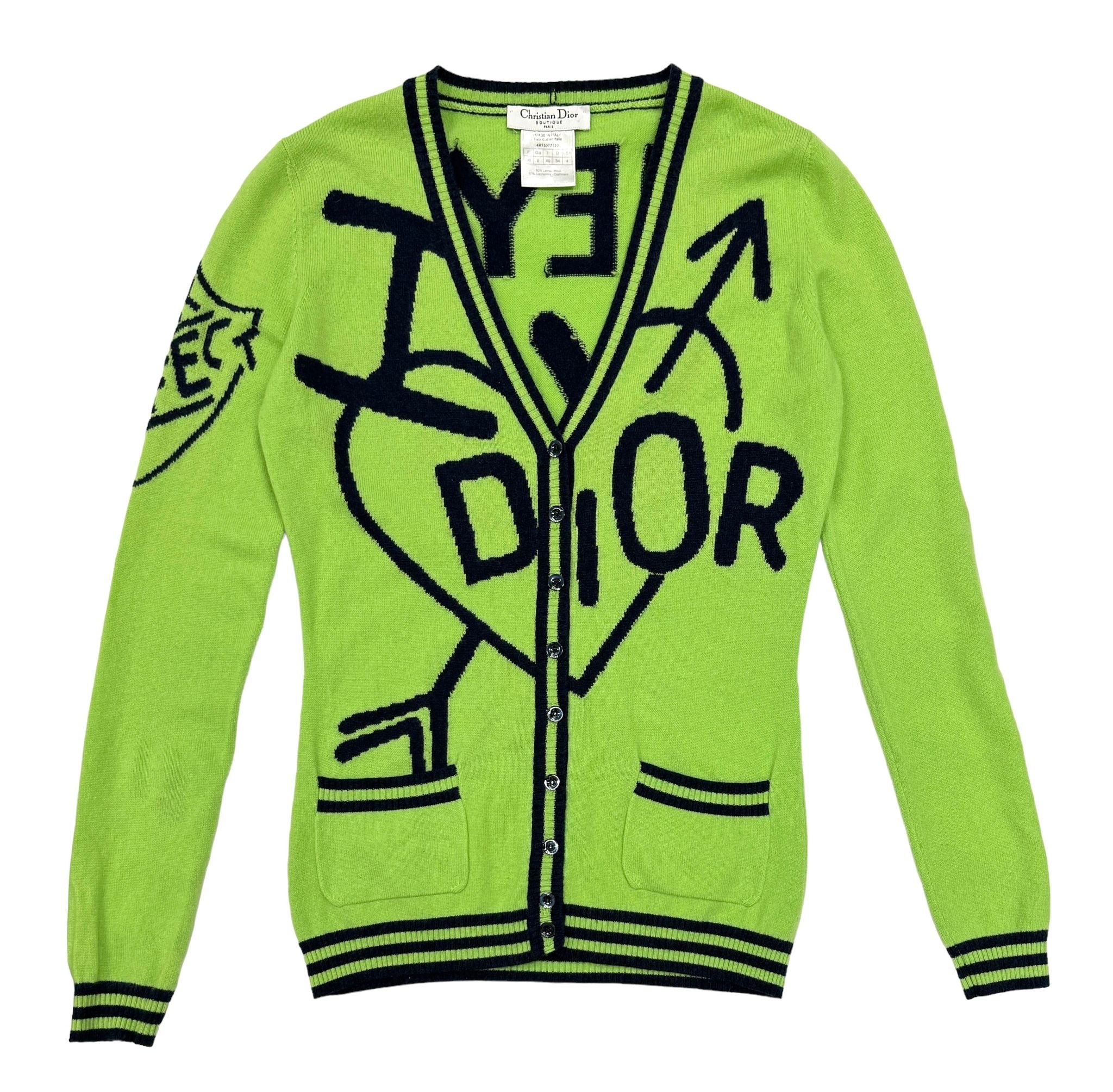 Dior Lime Green Logo Sweater Top - Image 2
