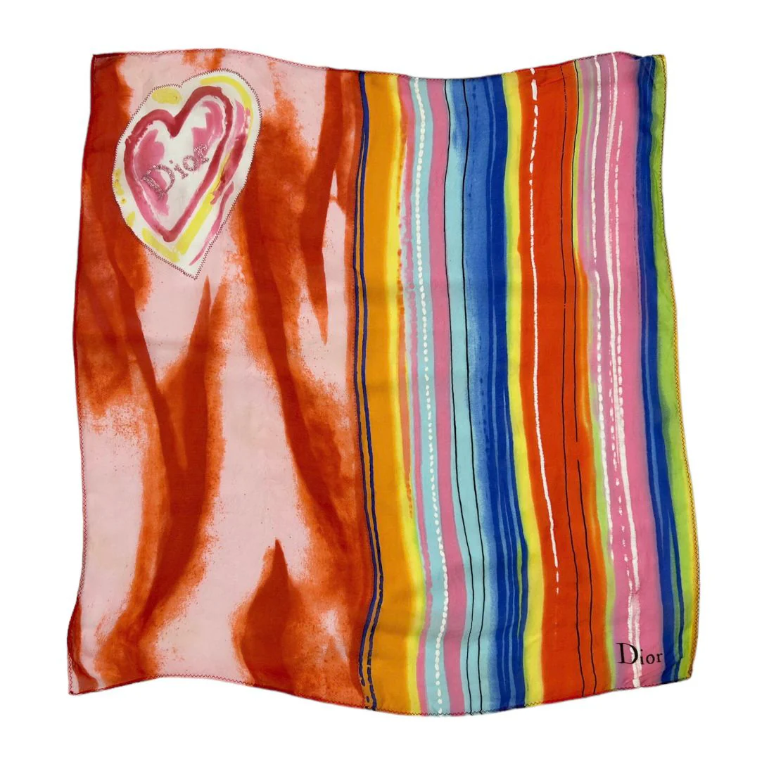 Dior Multicolor Heart Logo Scarf