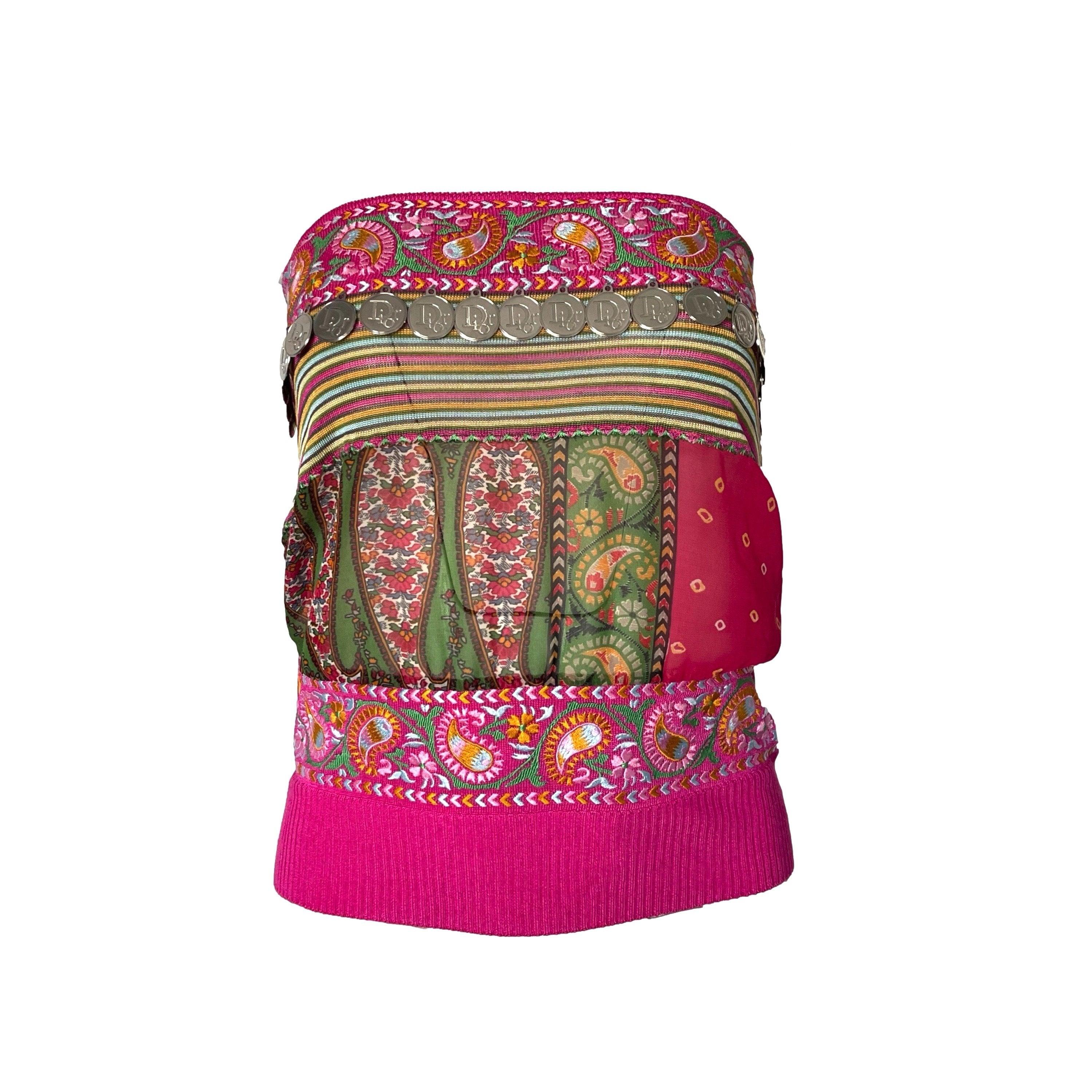 Dior Multicolor Print Charm Tube Top