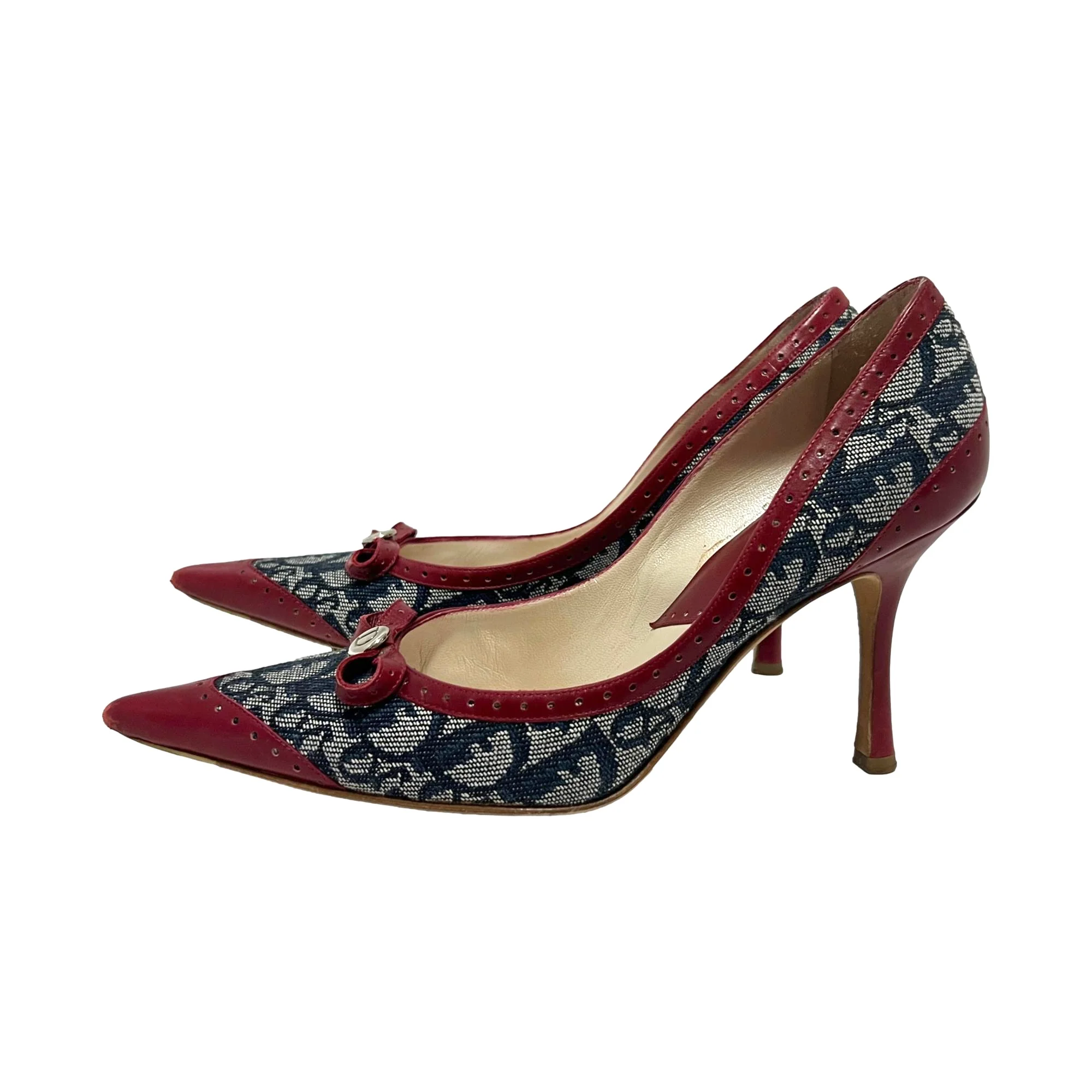 Dior Navy Logo Bow Heels - Image 3