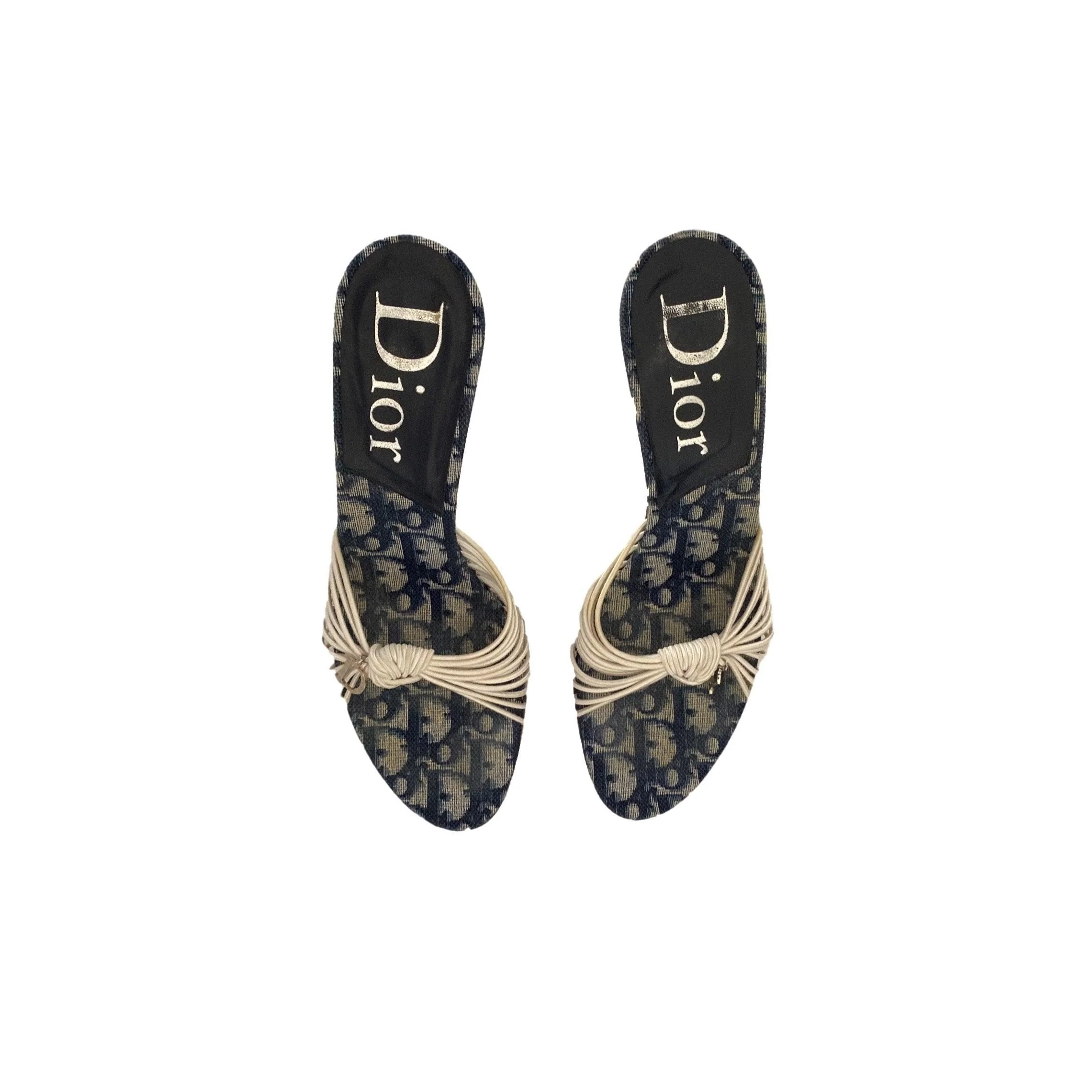 Dior Navy Logo Wedge Heels - Image 3