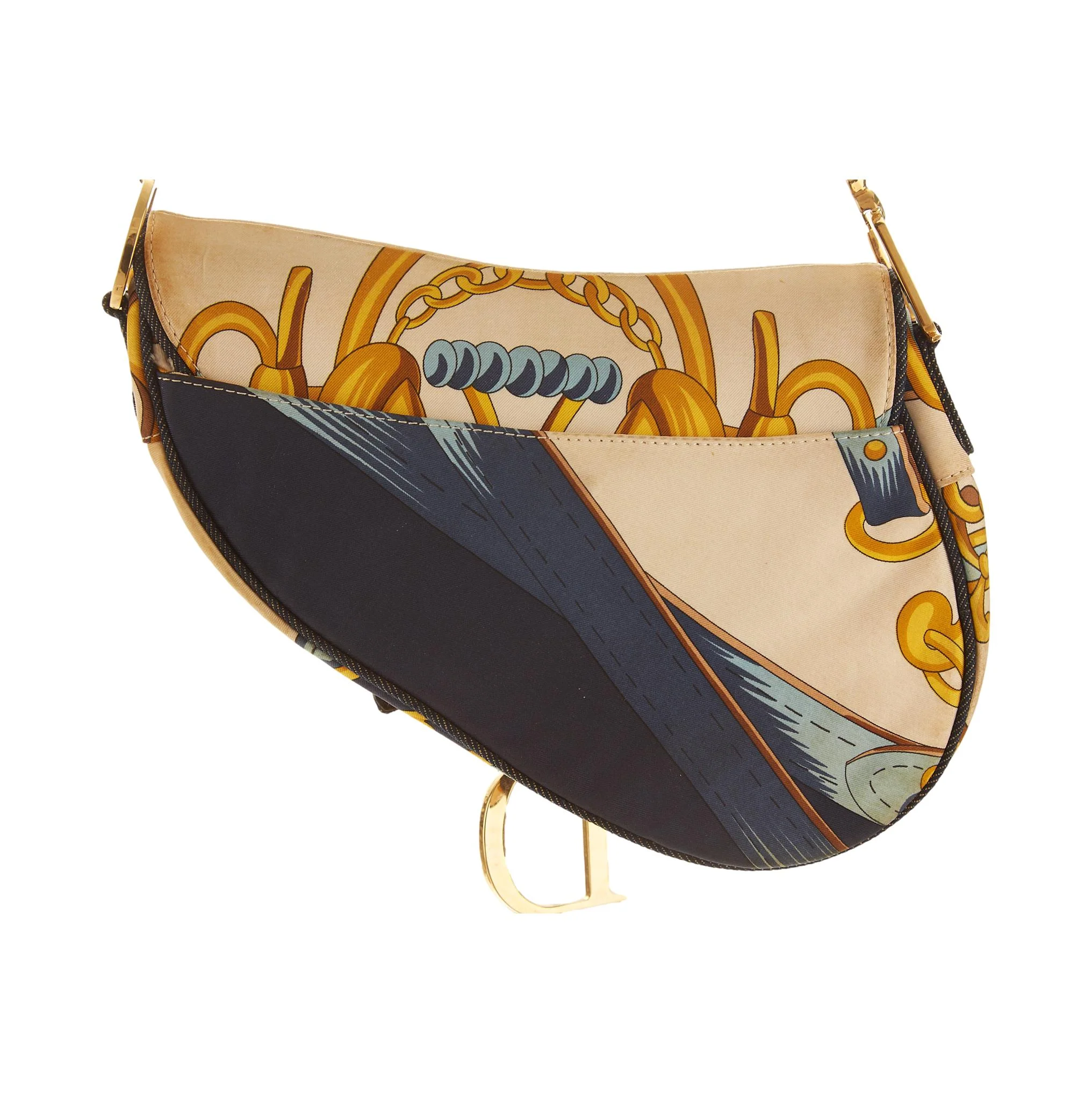 Dior Navy Satin Print Saddle - Image 2