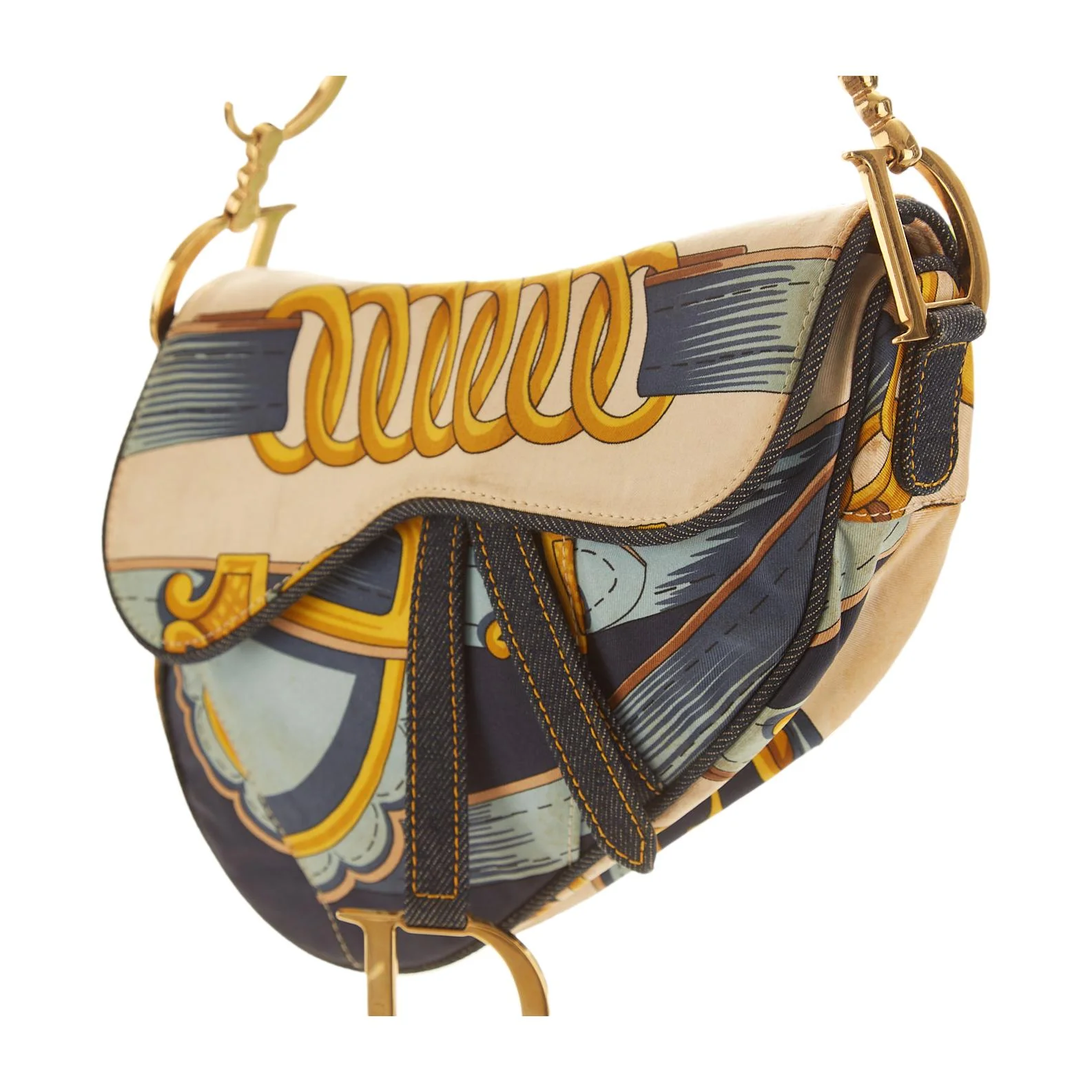Dior Navy Satin Print Saddle - Image 4