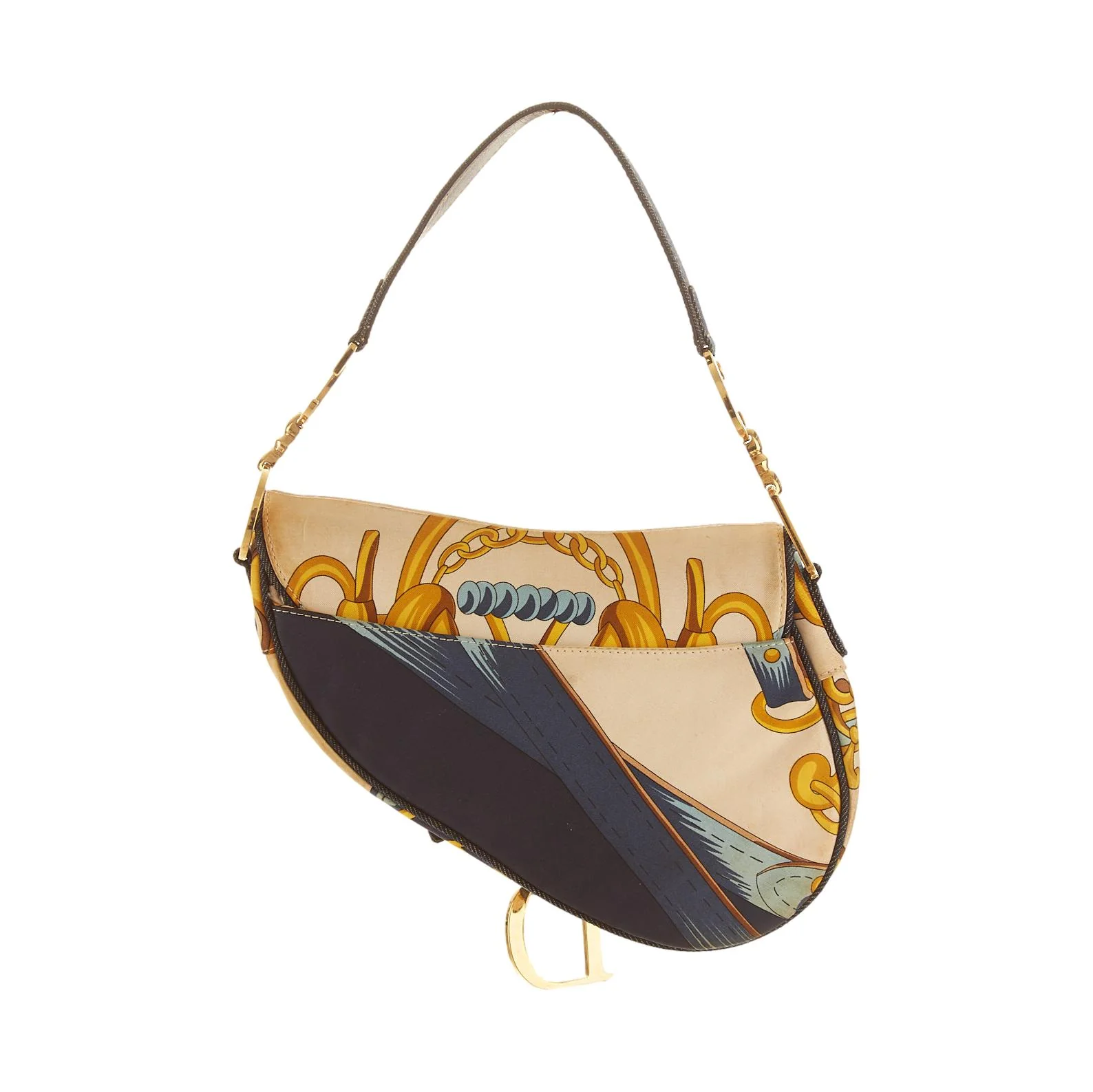 Dior Navy Satin Print Saddle - Image 6