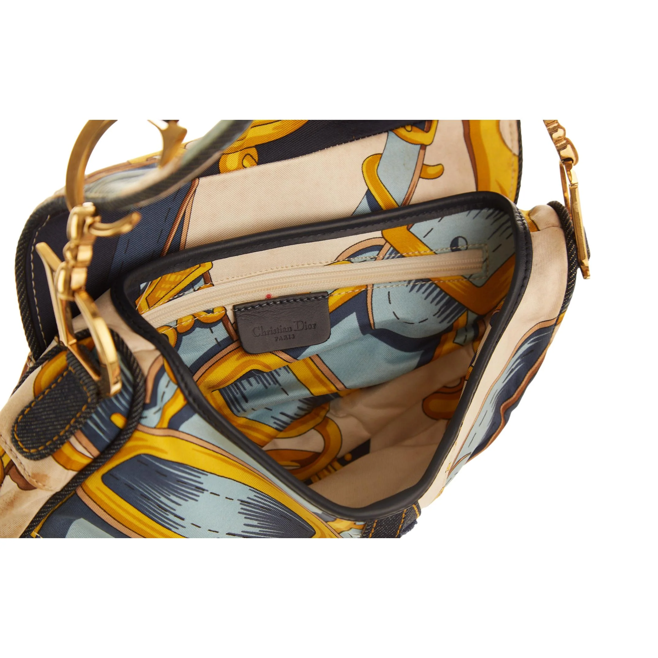 Dior Navy Satin Print Saddle - Image 7