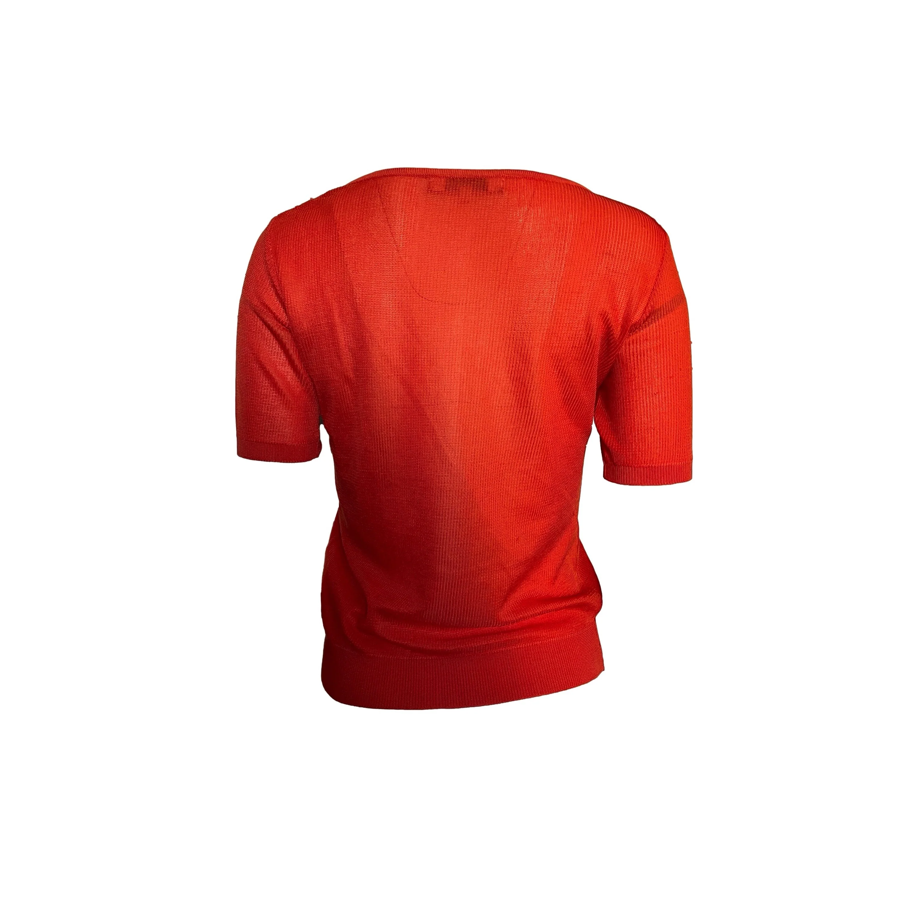 Dior Orange Textured Short Sleeve Top - Image 2