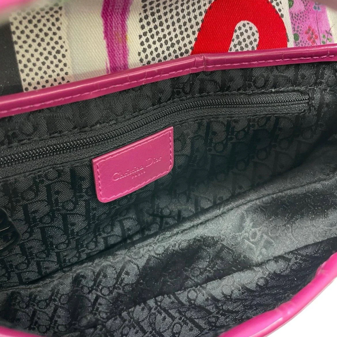 Dior Pink Filth Logo Saddle Bag - Image 3