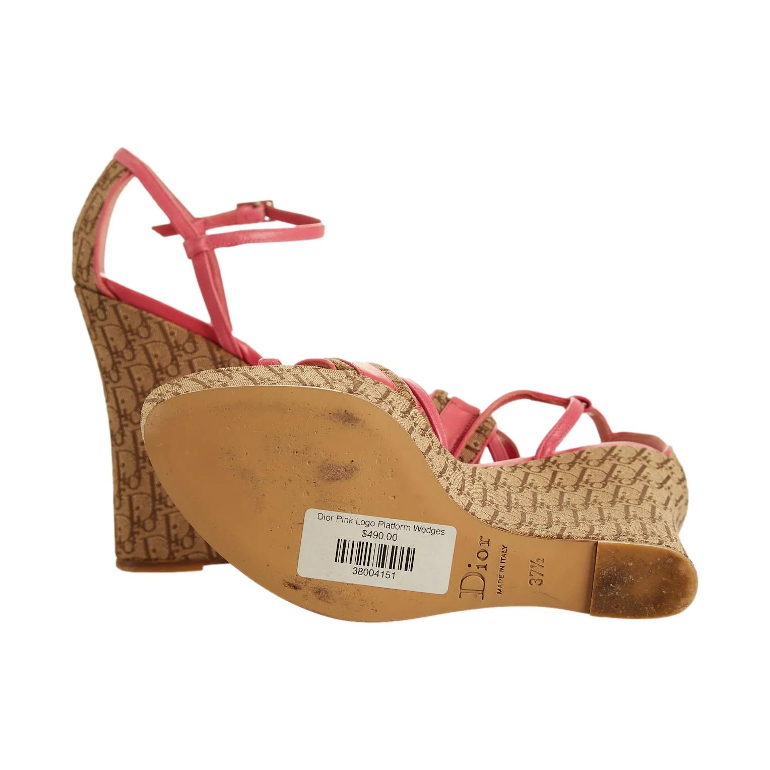 Dior Pink Logo Platform Wedges - Image 3