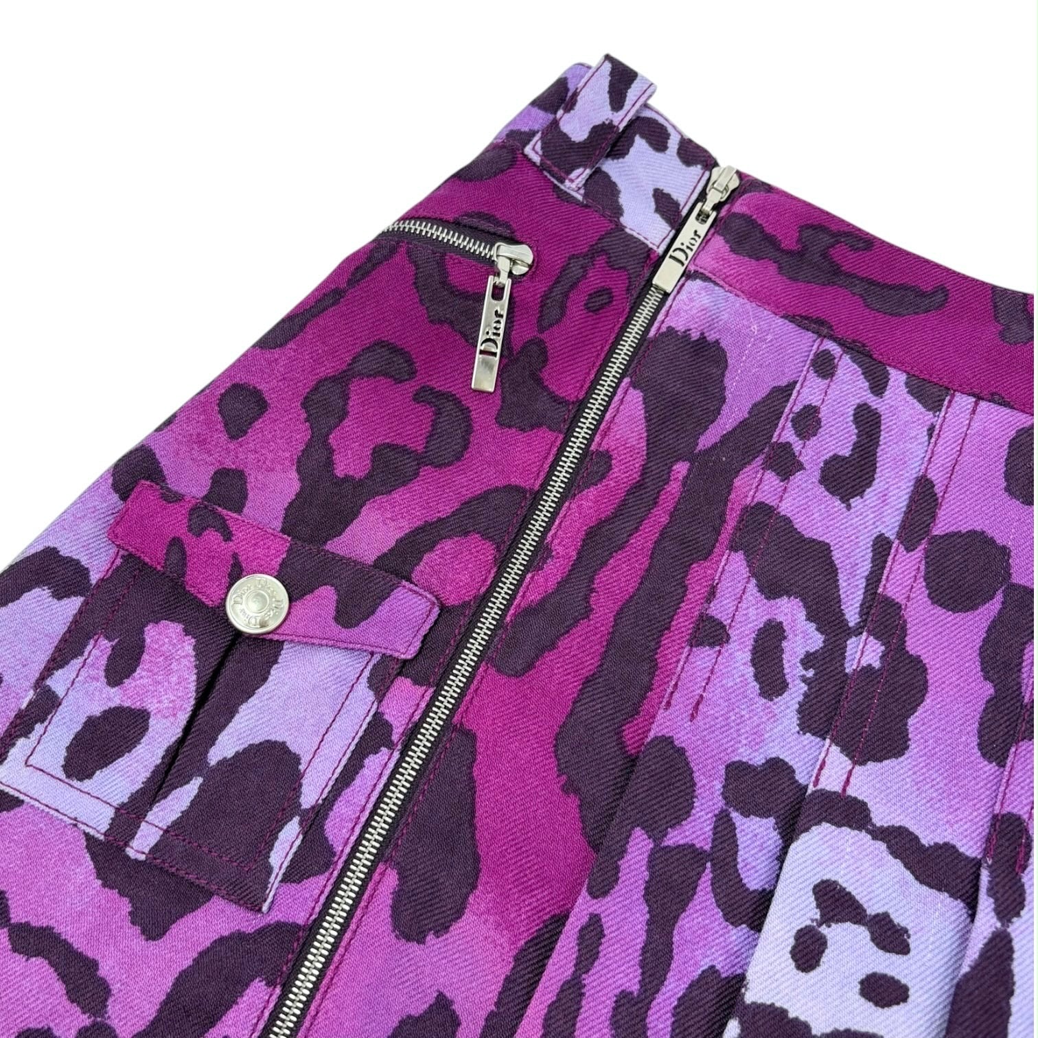 Dior Purple Cheetah Zip Skirt - Image 3