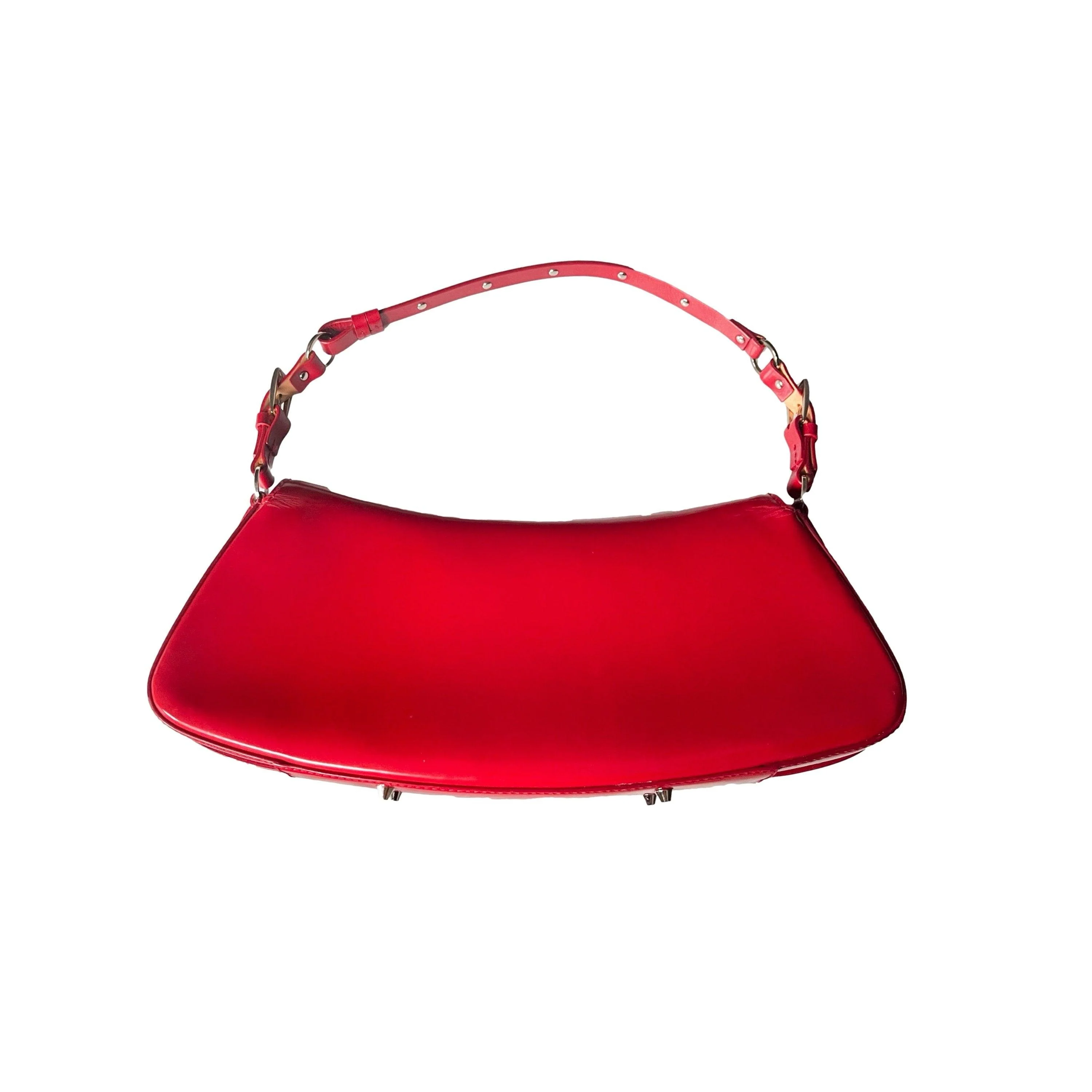 Dior Red Leather Bondage Bag - Image 2