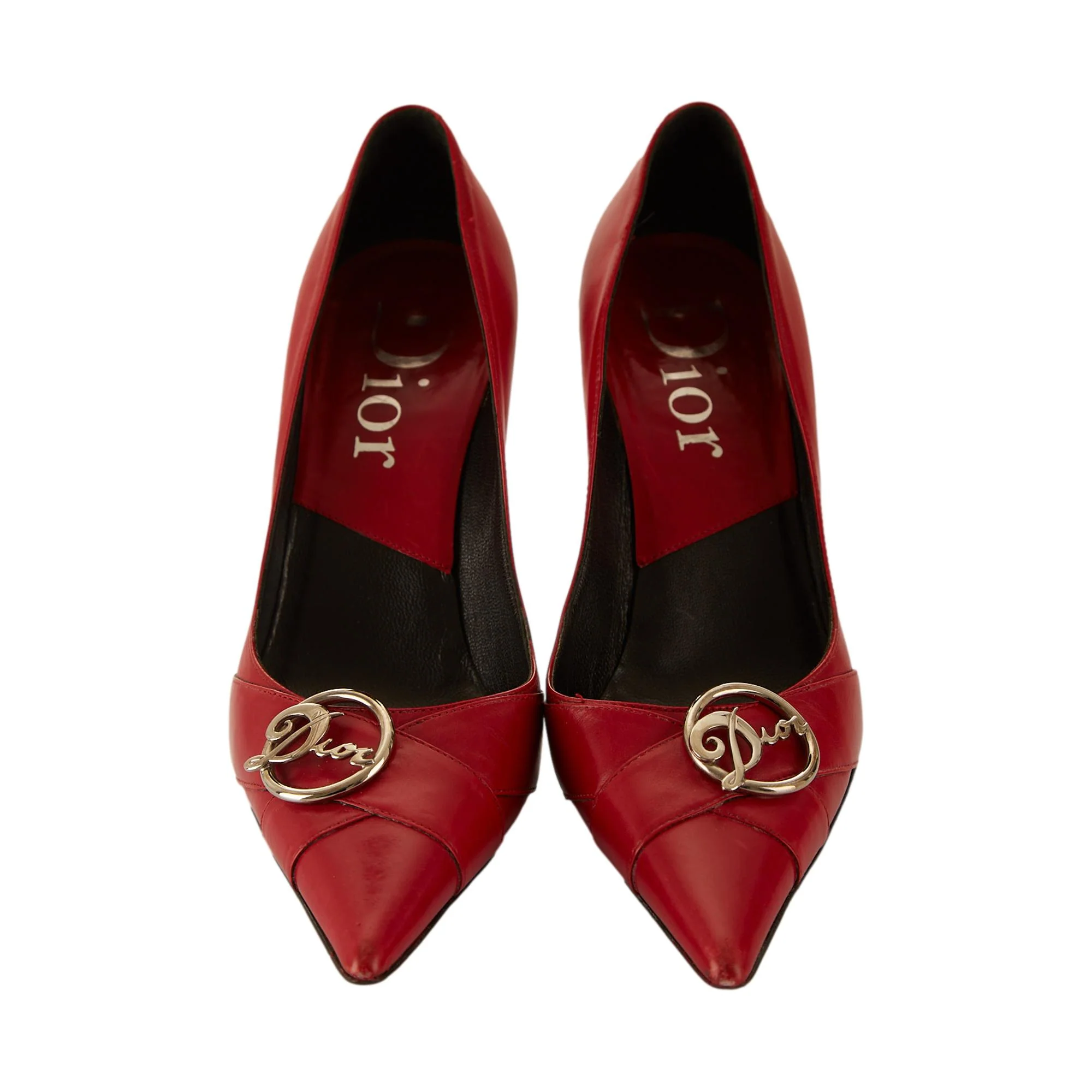 Dior Red Logo Pendant Heels - Image 2