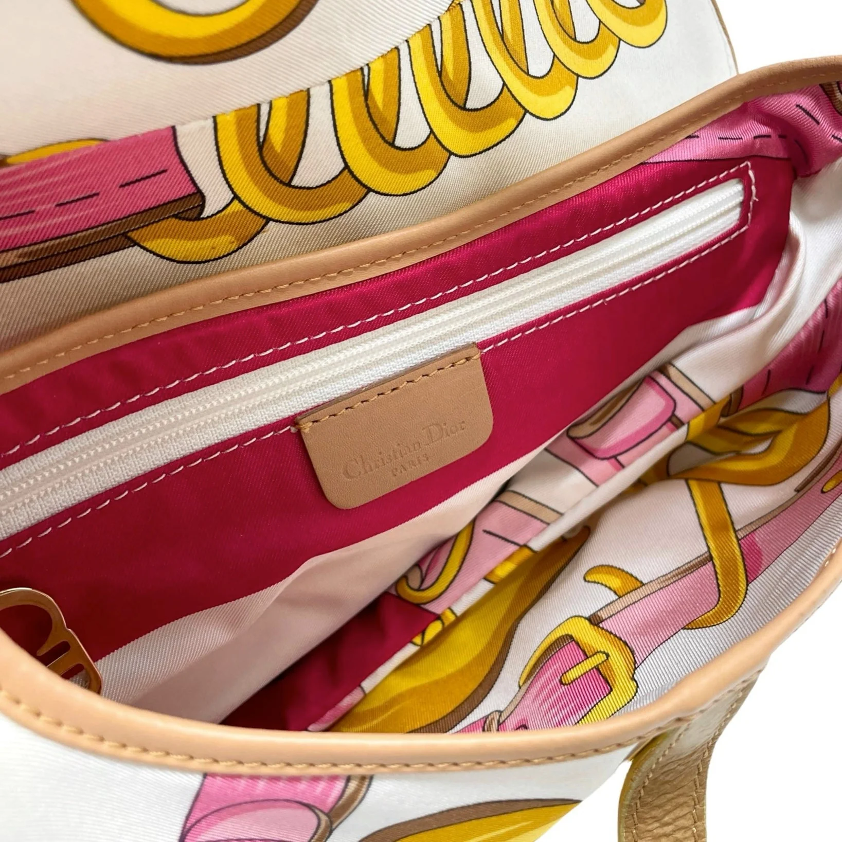 Dior Satin Print Saddle Bag - Image 3