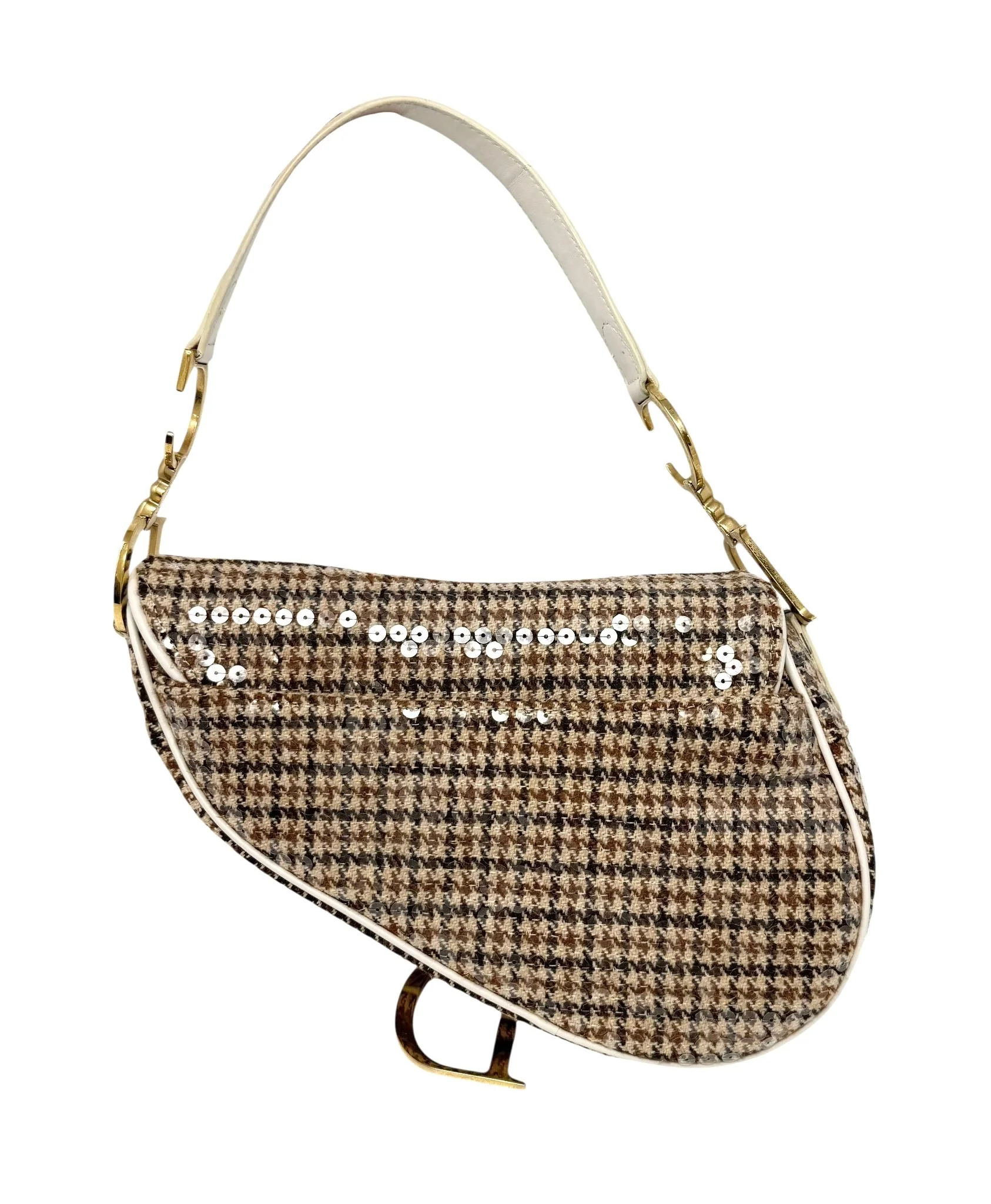 Dior Sequin Houndstooth Saddle Bag - Image 2