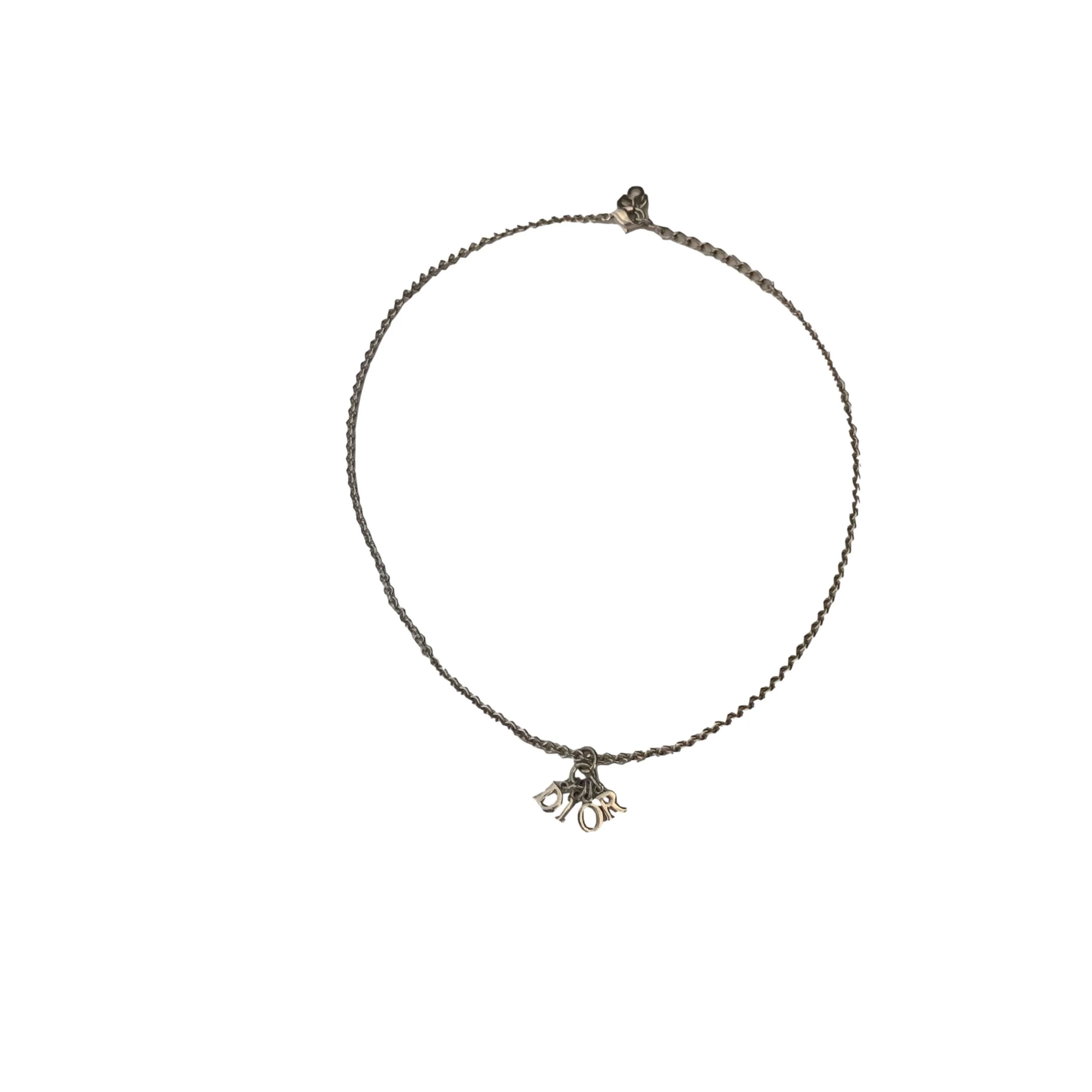Dior Silver Charm Logo Chain Necklace