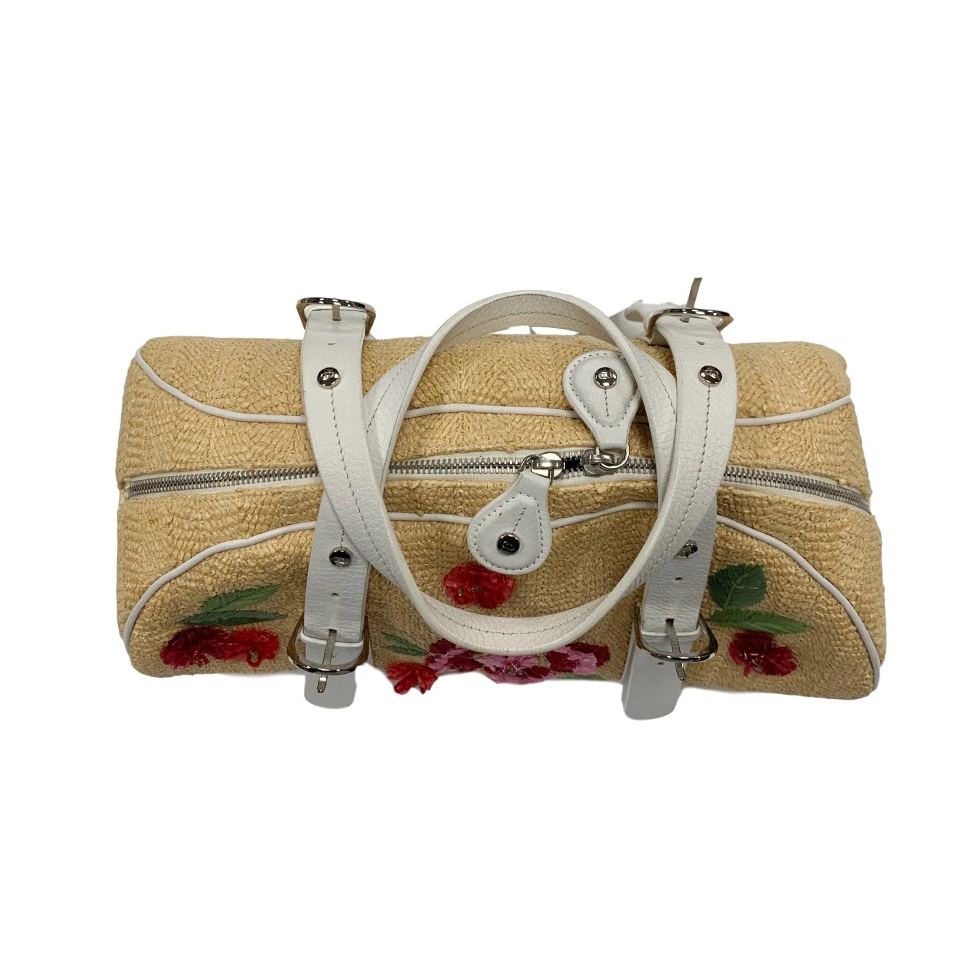 Dior Straw Floral Top Handle Bag - Image 3