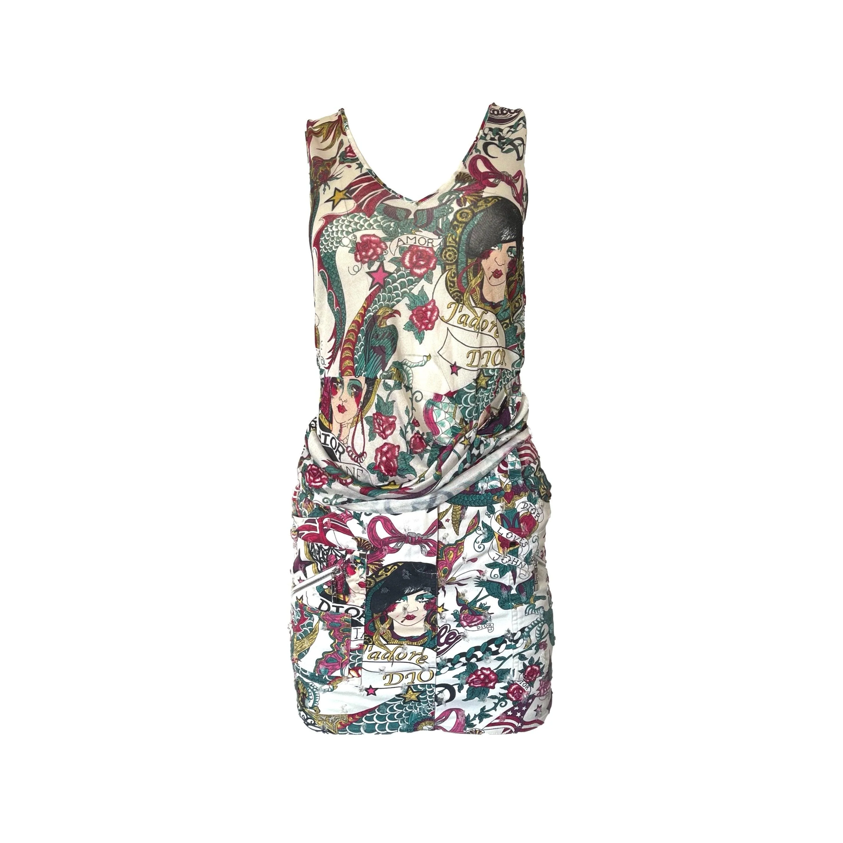 Dior Tattoo Print Skirt Set