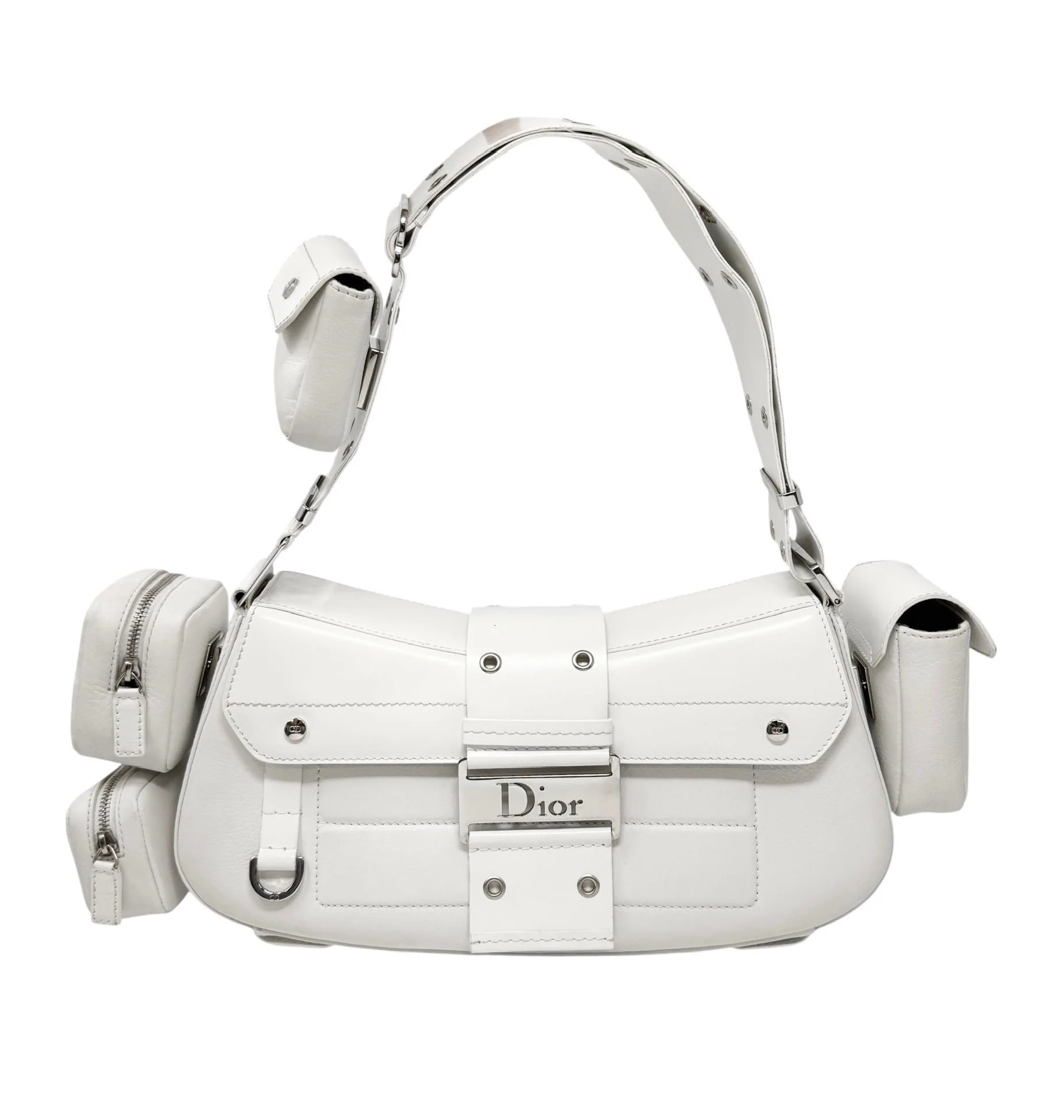 Dior White Leather Columbus Bag