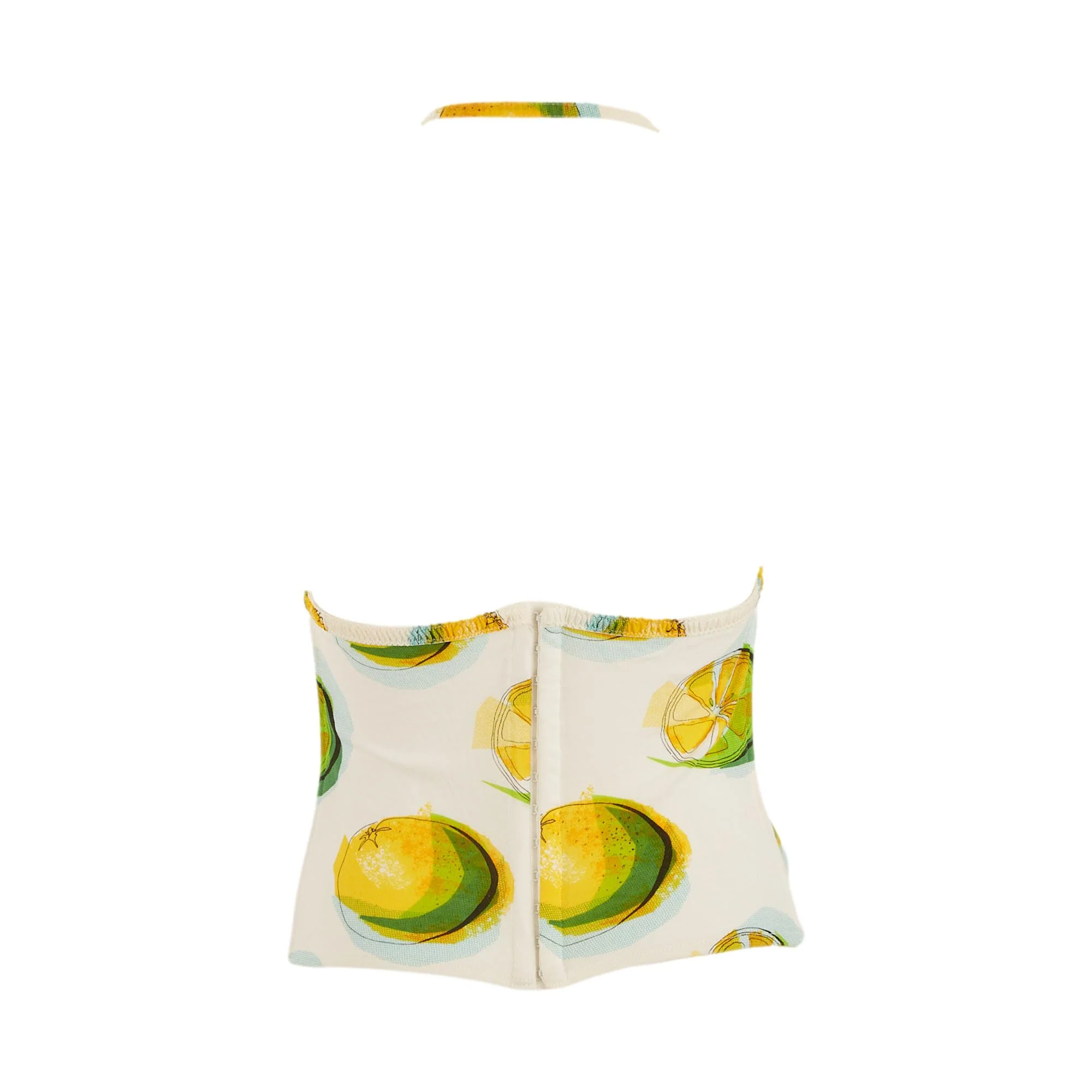 Dior White Lemon Print Corset Halter Top - Image 2