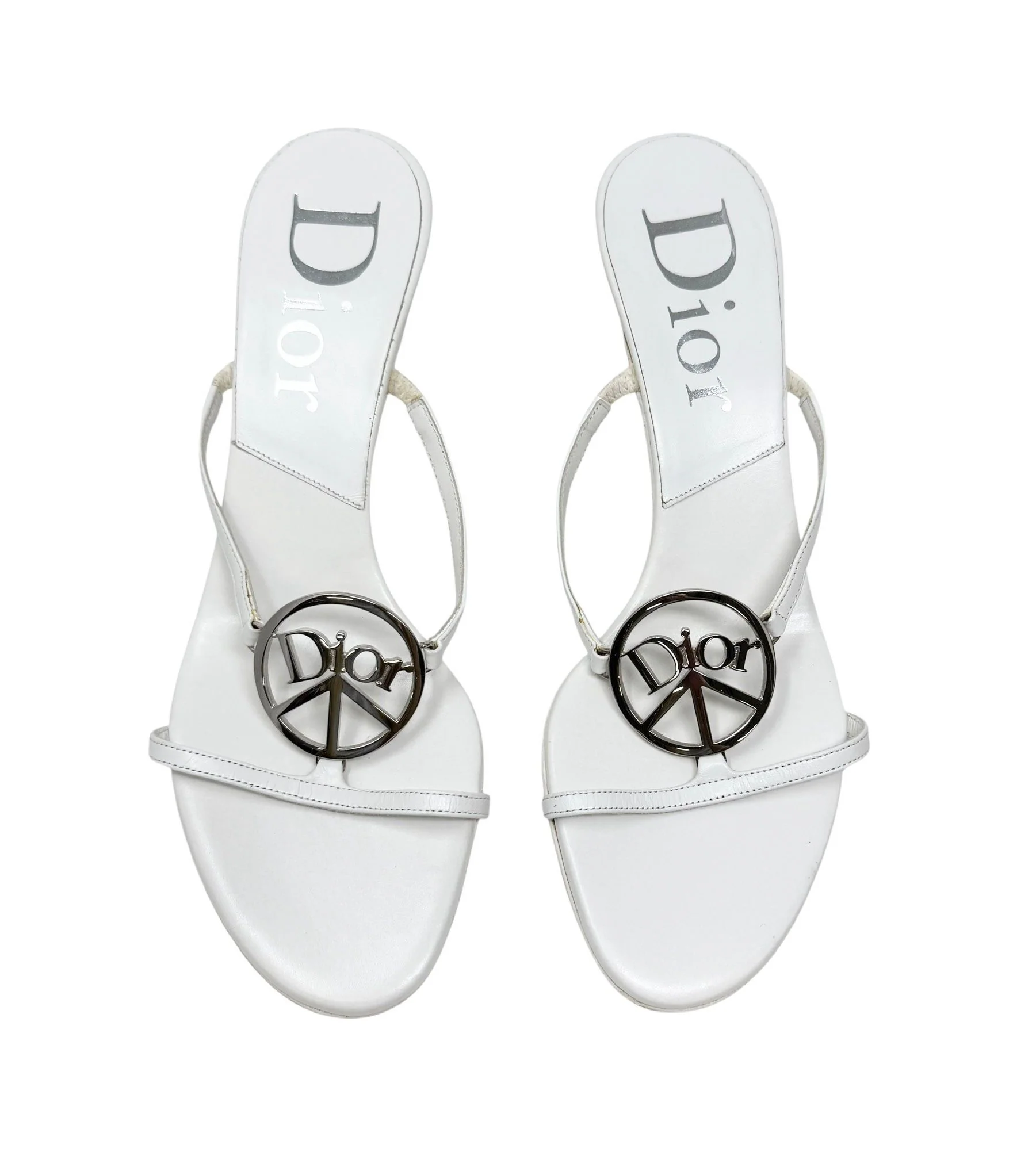 Dior White Logo Peace Heels