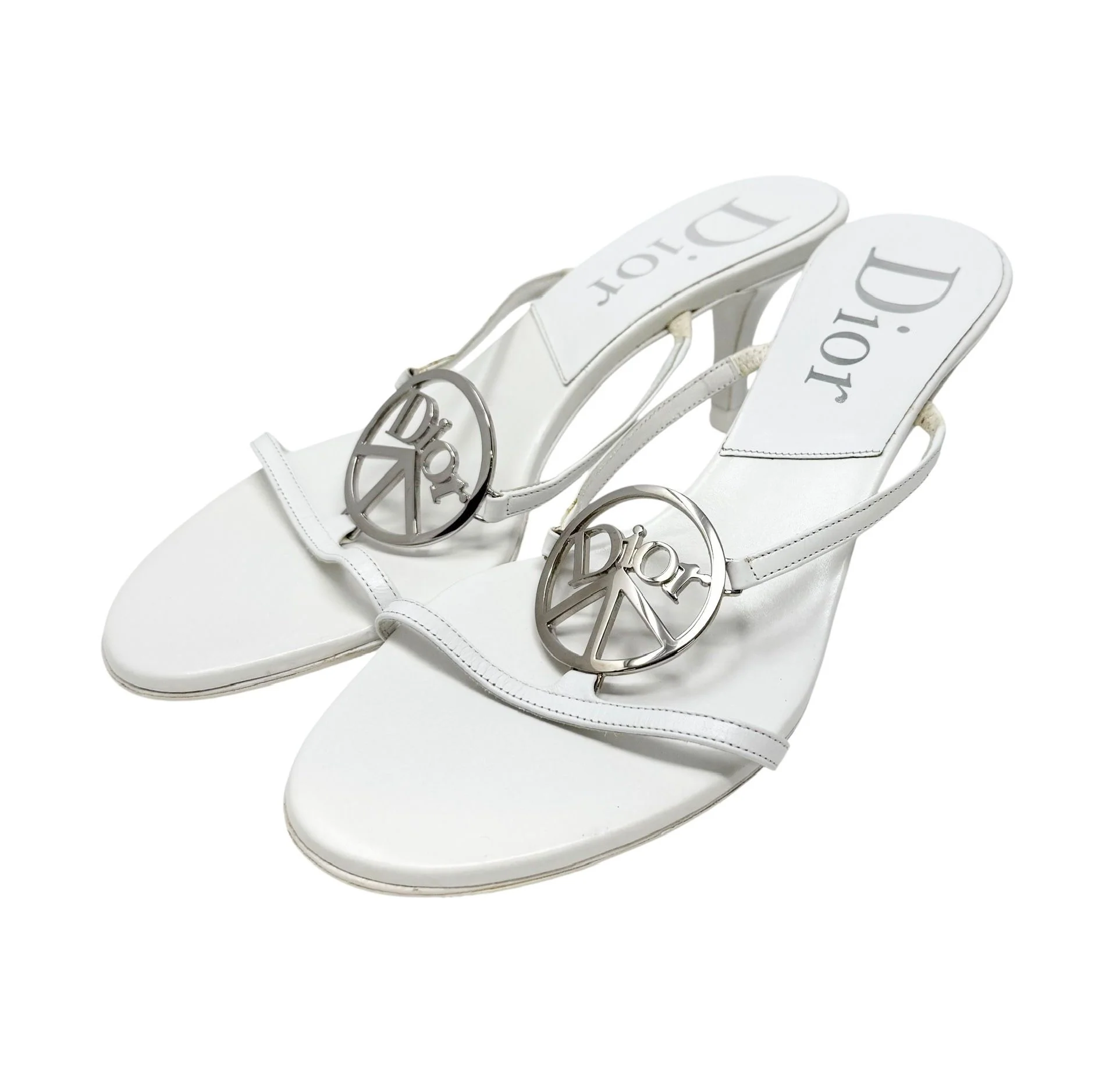 Dior White Logo Peace Heels - Image 2