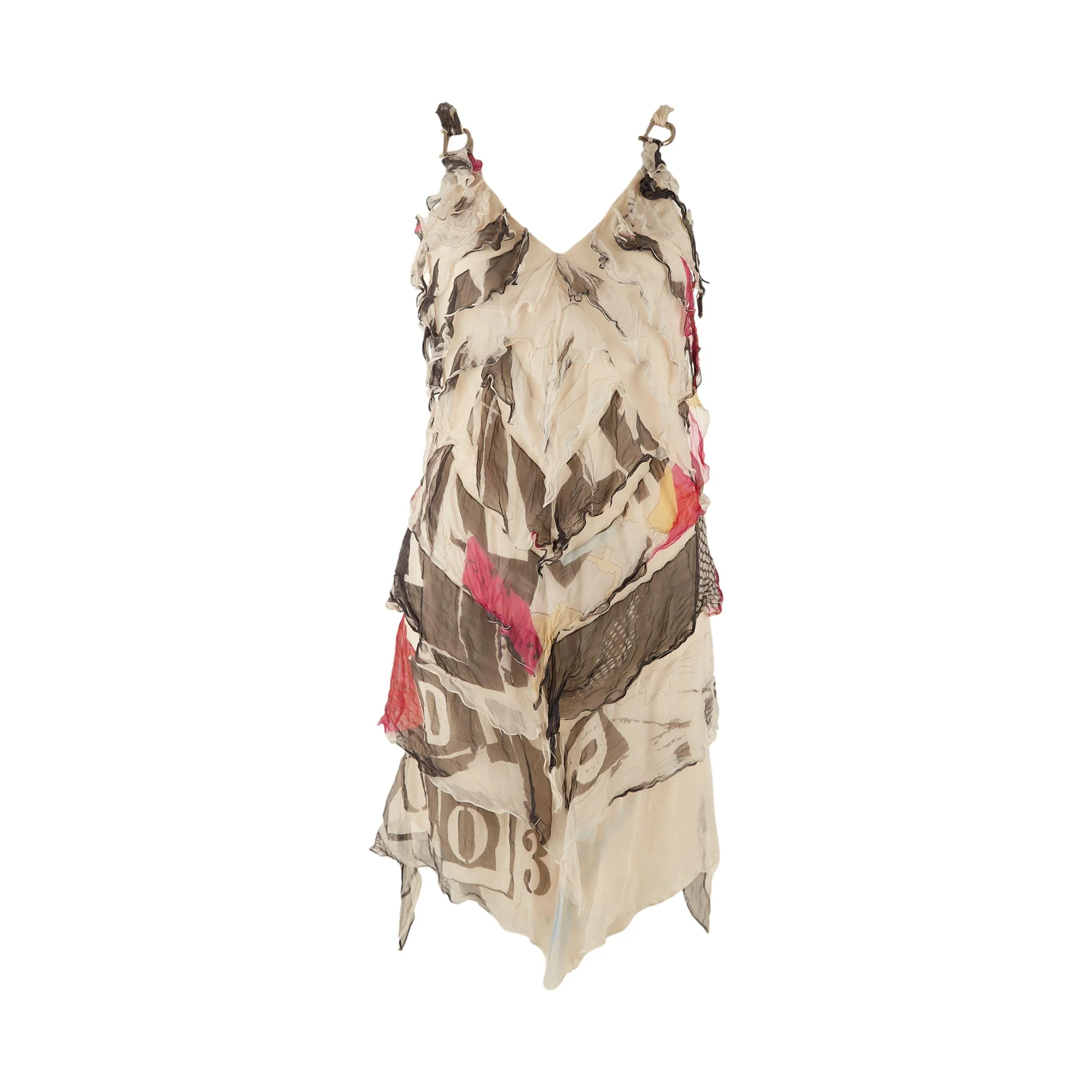 Dior Ruffle Print Logo Strap Dress