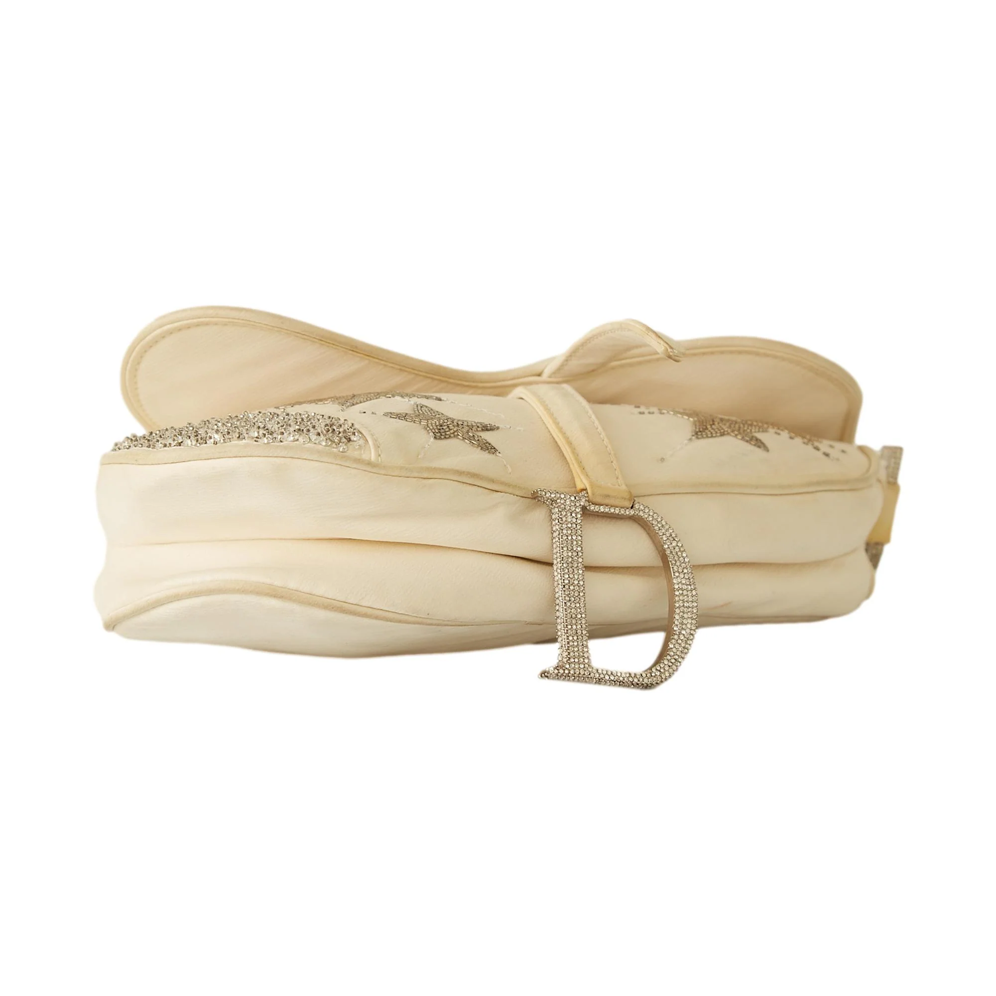 Dior White Star Sequin Rhinestone Saddle Bag - Image 3
