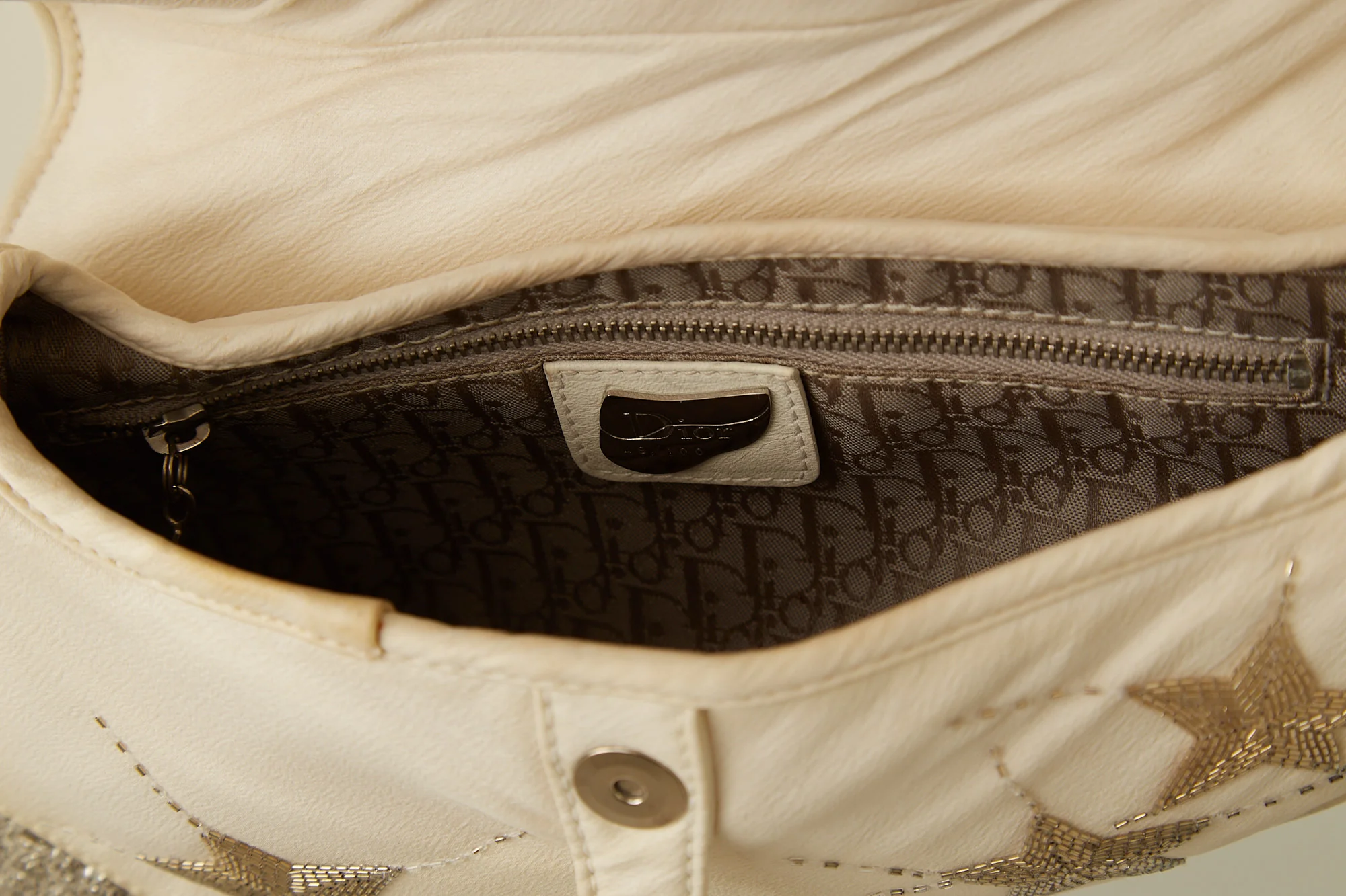 Dior White Star Sequin Rhinestone Saddle Bag - Image 4
