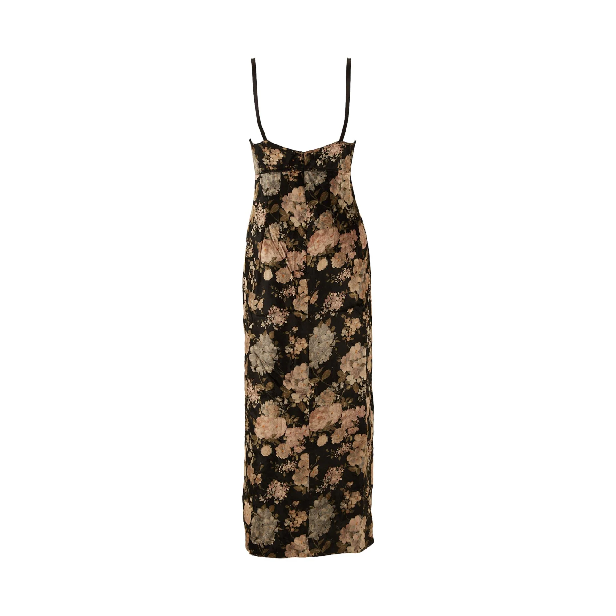 Dolce & Gabbana Black Floral Print Velvet Dress - Image 2
