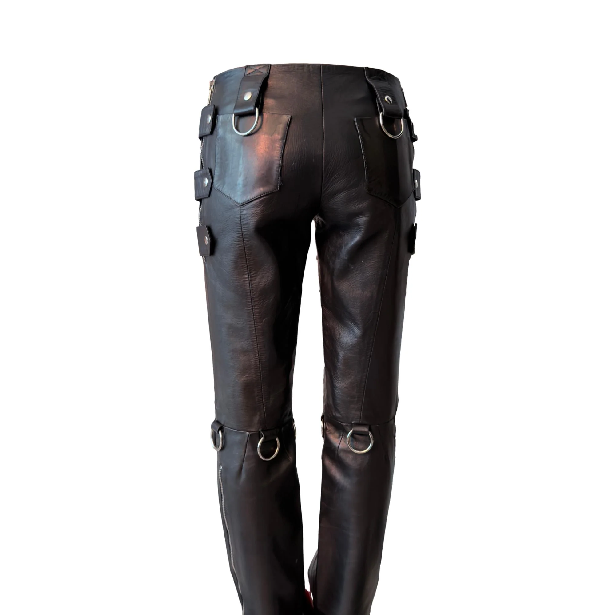 Dolce & Gabbana Black Leather Moto Pants - Image 2