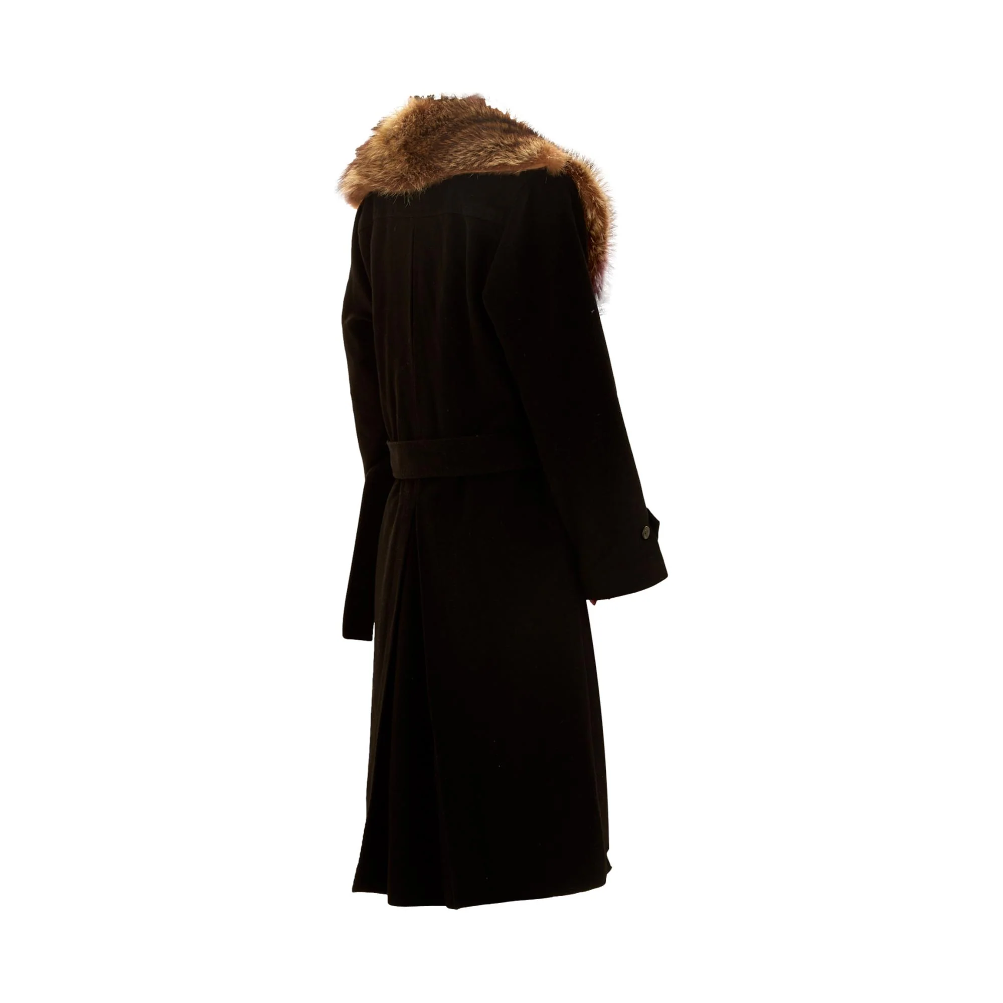 Dolce & Gabbana Black Wool Fur Collar Coat - Image 3