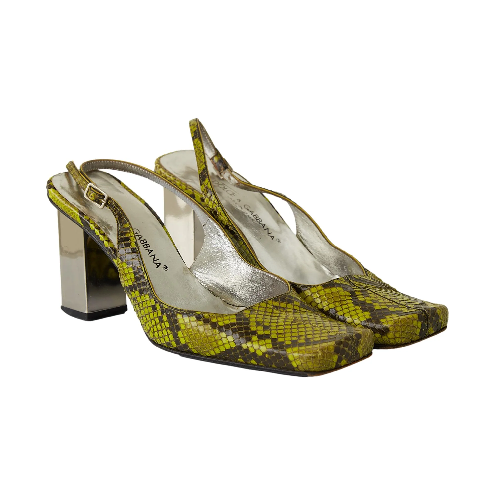 Dolce & Gabbana Green Snakeskin Block Heels - Image 3