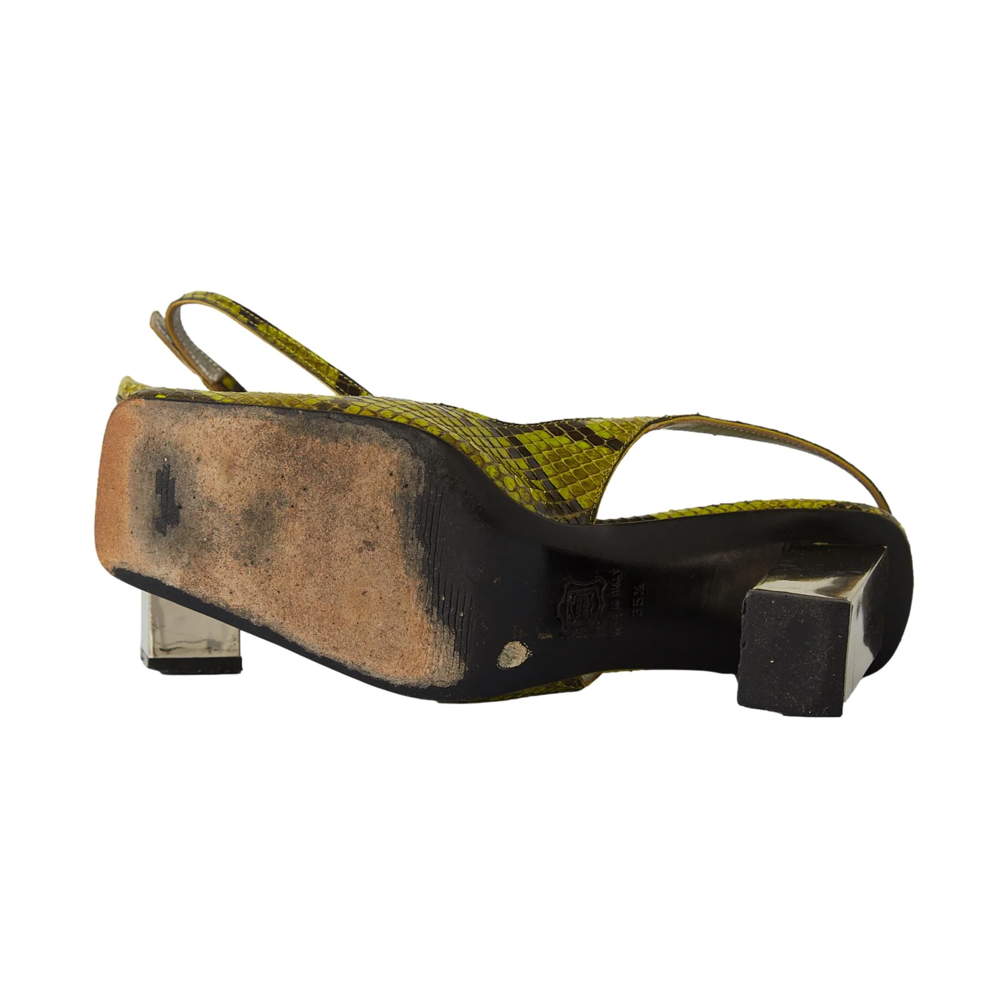Dolce & Gabbana Green Snakeskin Block Heels - Image 4