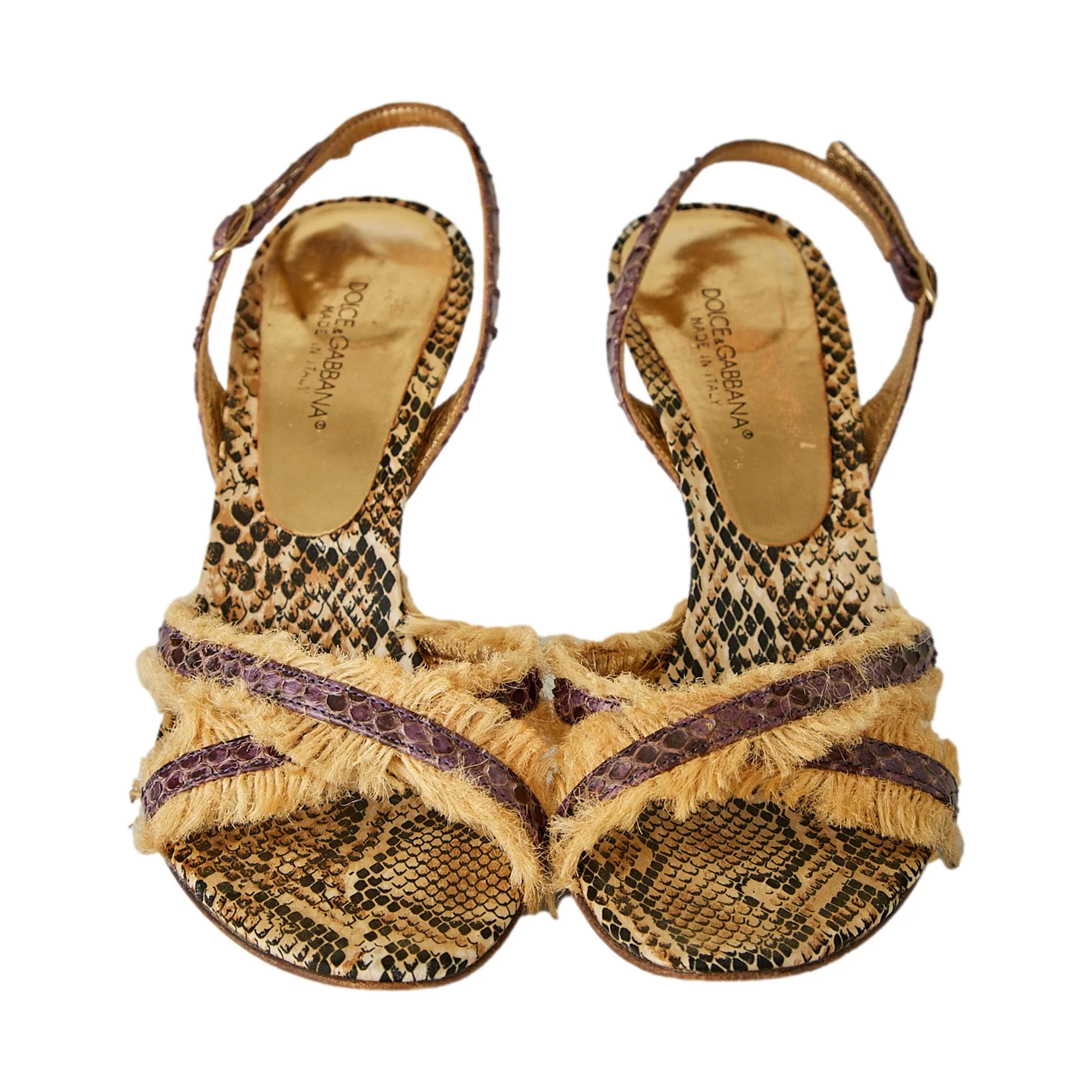 Dolce & Gabbana Snakeskin Raffia Heels - Image 3