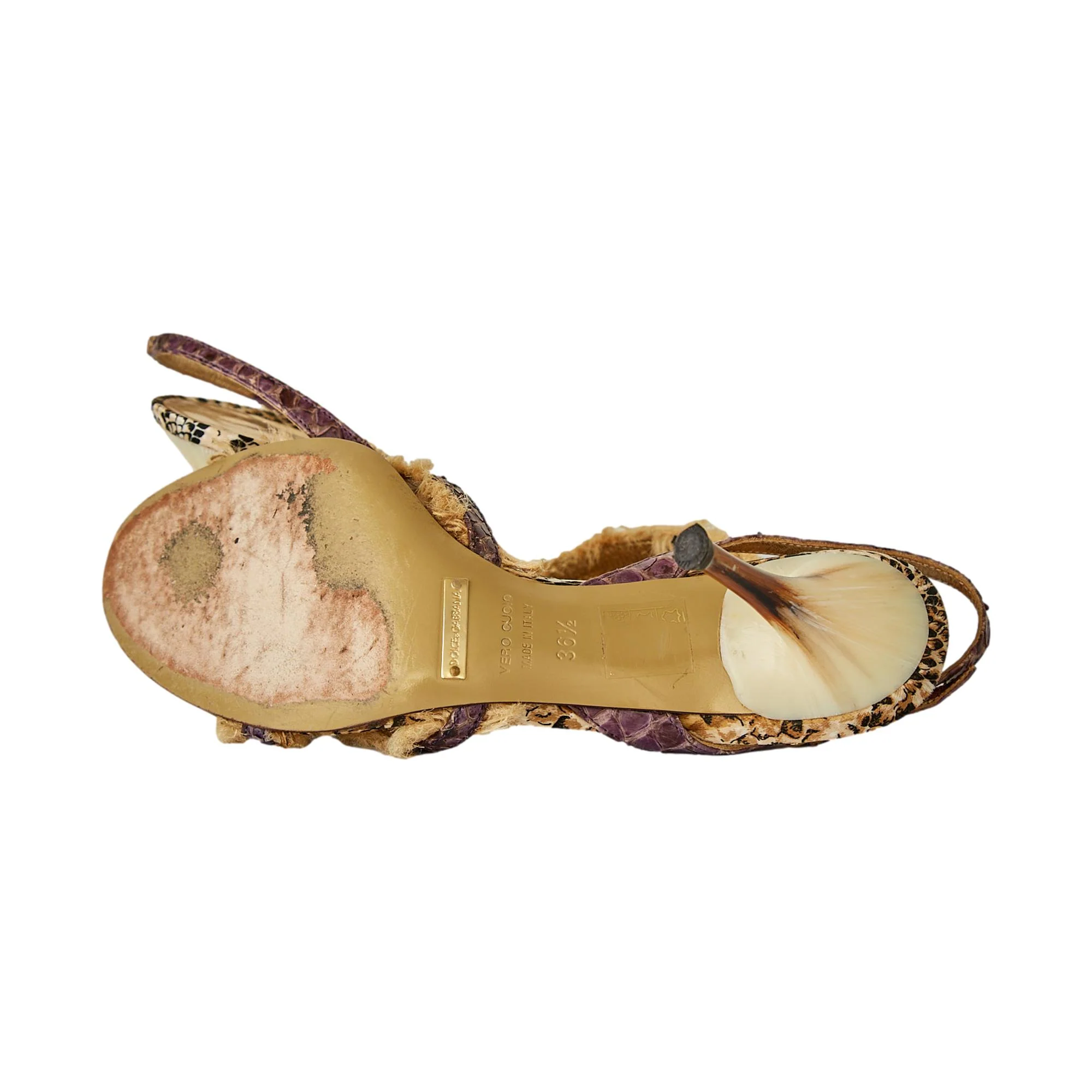 Dolce & Gabbana Snakeskin Raffia Heels - Image 4