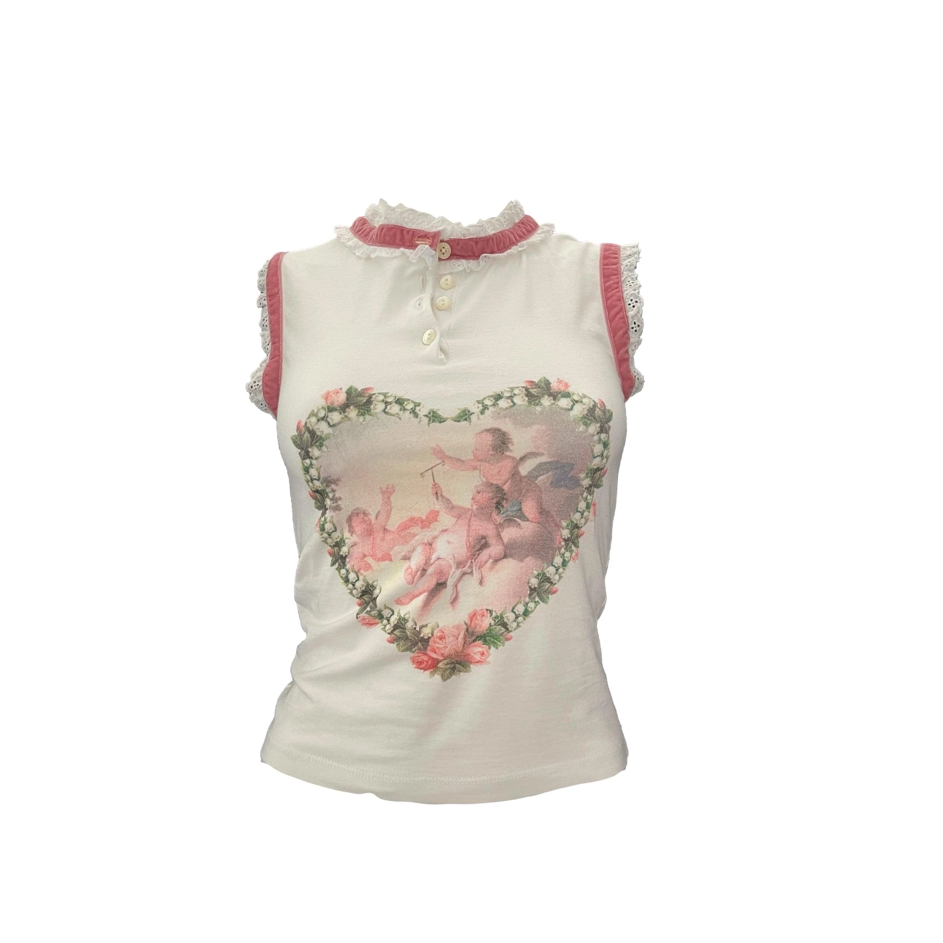 Dolce & Gabbana White Cherub Print Tank