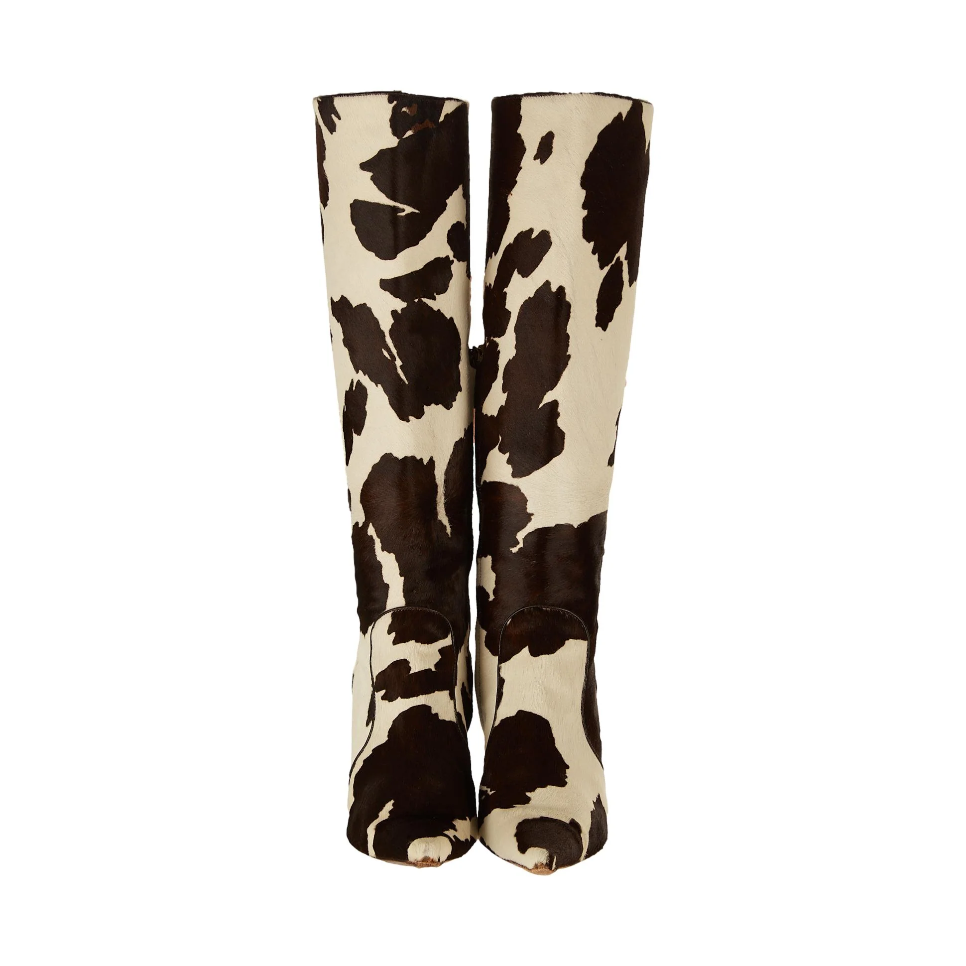 Dolce & Gabbana White Cow Print Boots - Image 2