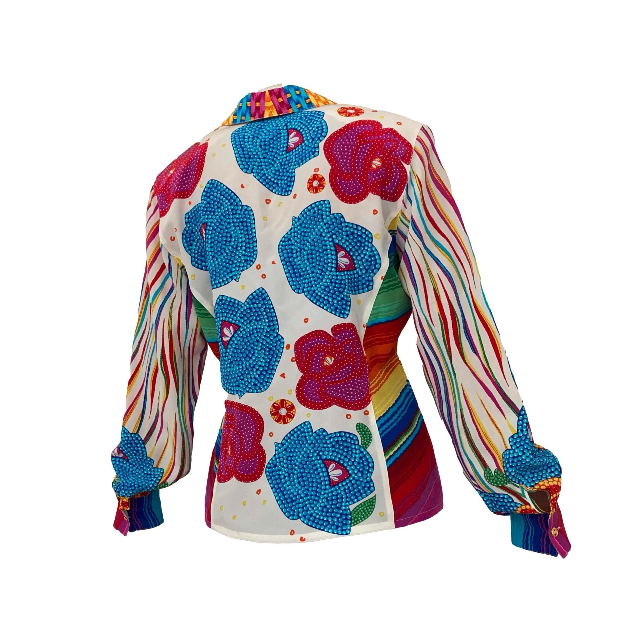 Escada Multicolor Floral Silk Button Down - Image 2