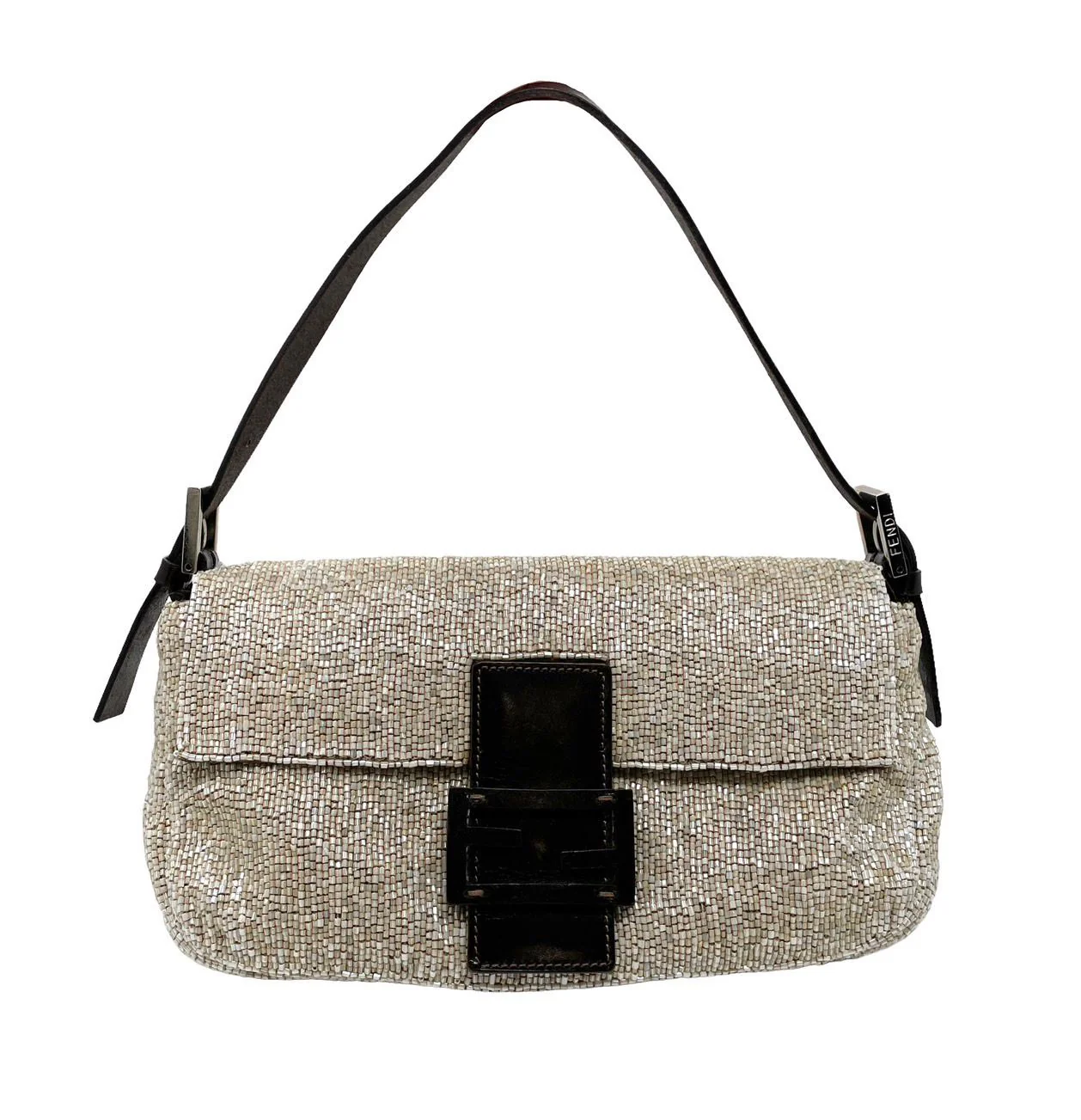 Fendi Beige Beaded Baguette