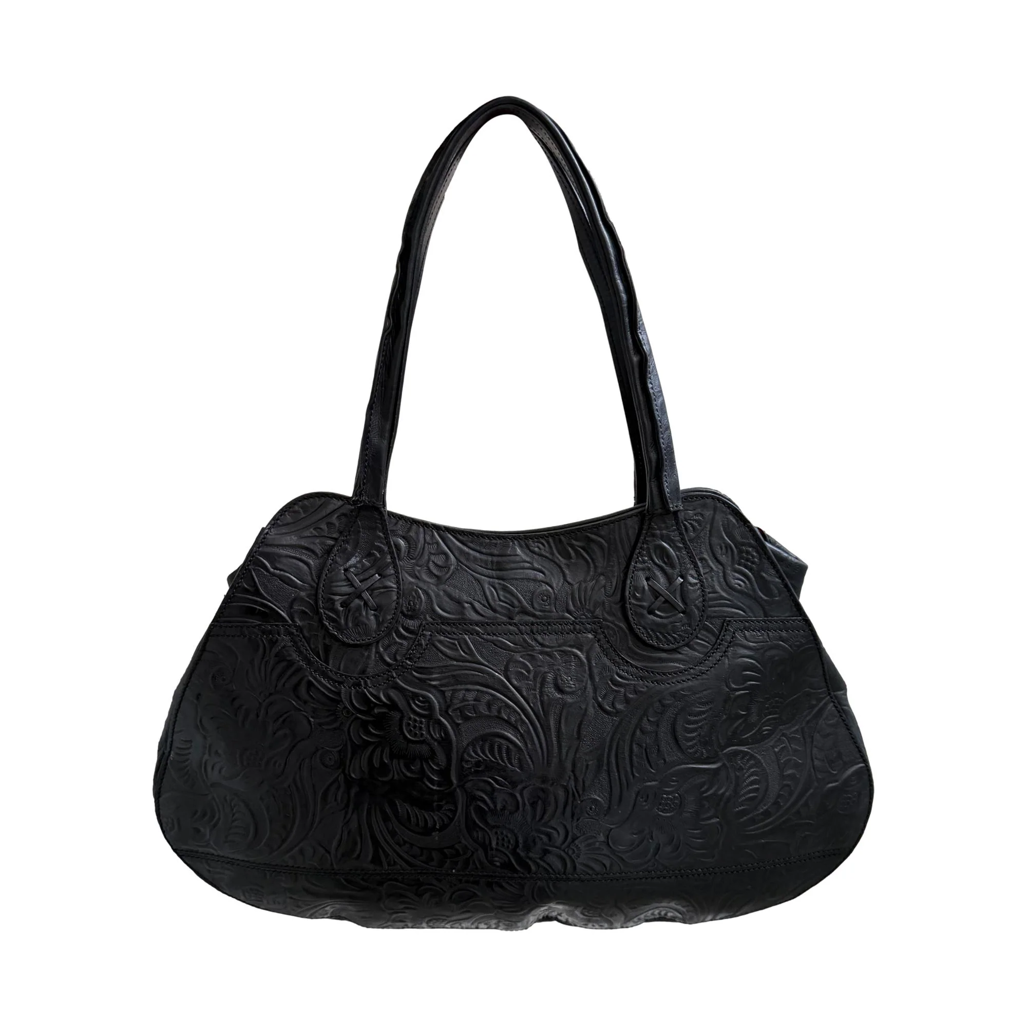Fendi Black Embossed Large Shoulder Bag