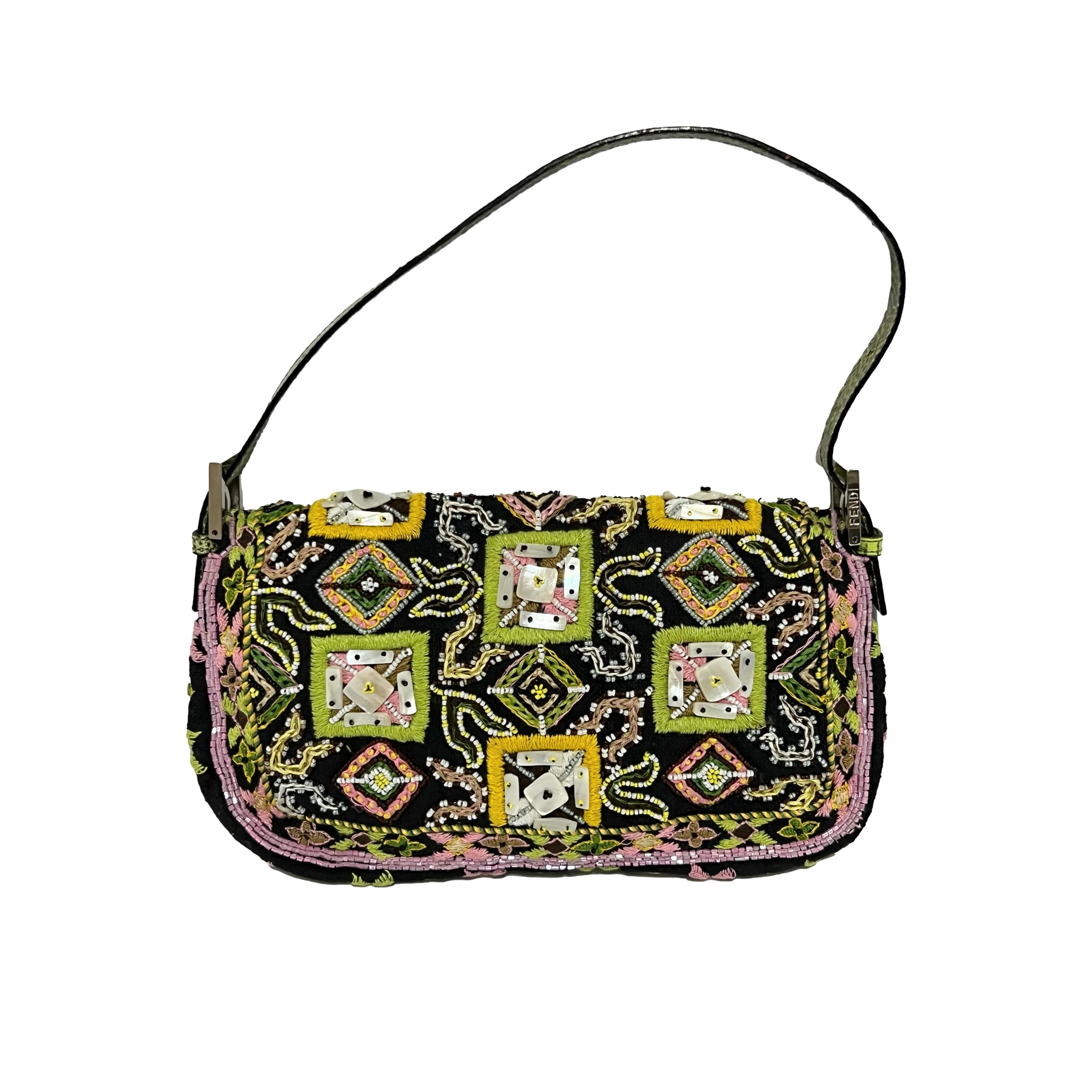 Fendi Black Fringe Beaded Baguette - Image 2