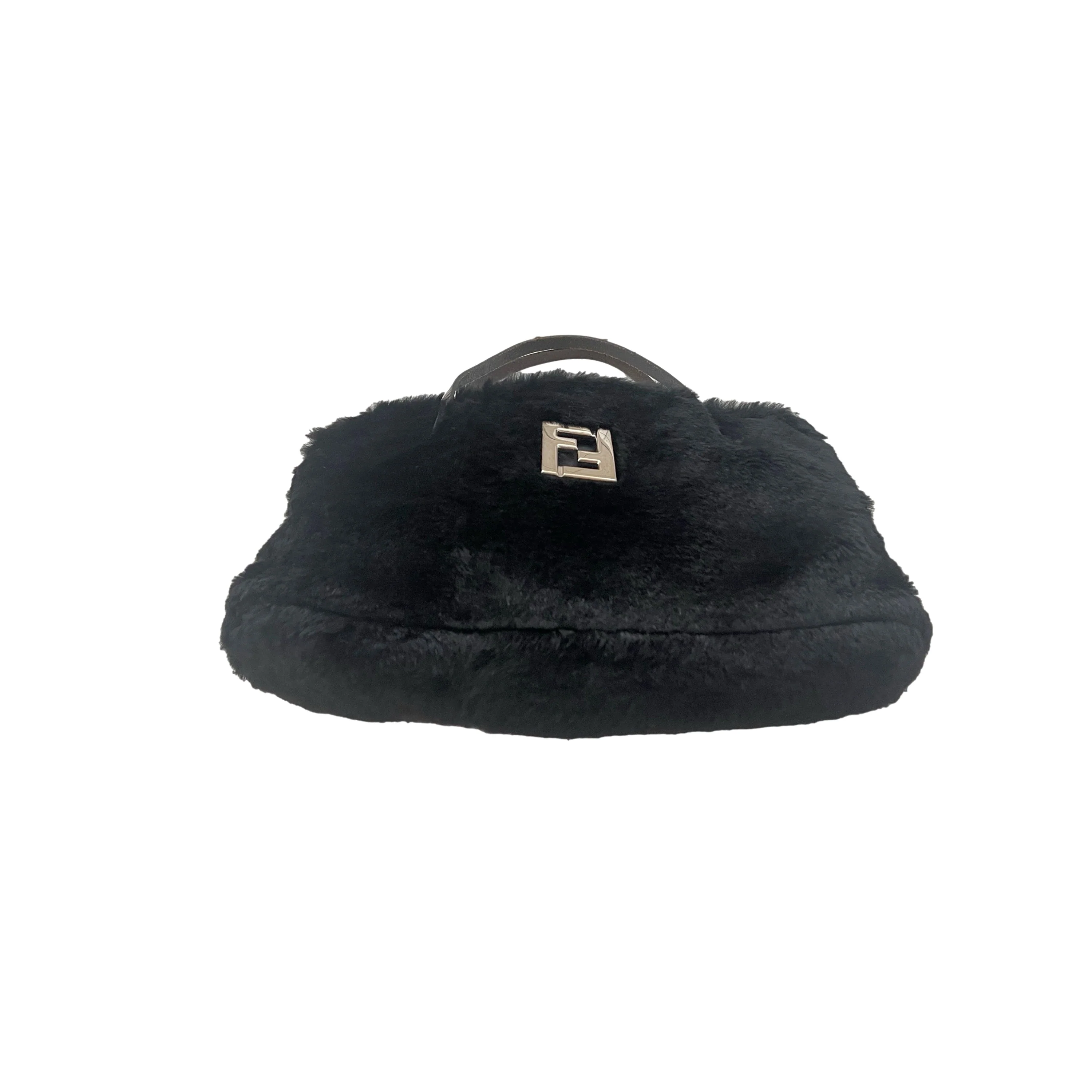 Fendi Black Fur Logo Shoulder Bag - Image 3